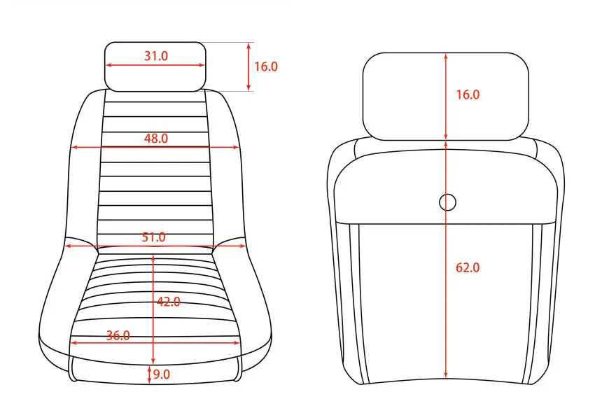 Pair BB1 Clubsport Classic Bucket Seats with Headrests   Universal Runners