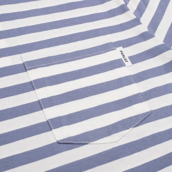 Parlez Heavy Stripe Pocket T-Shirt - Dusty Blue