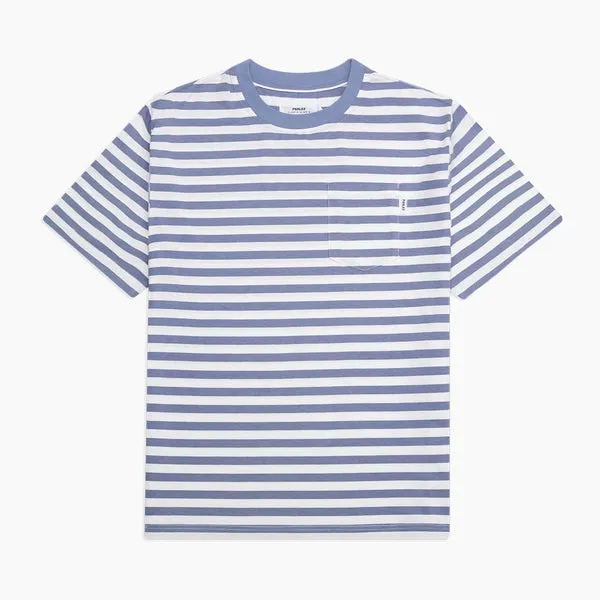 Parlez Heavy Stripe Pocket T-Shirt - Dusty Blue