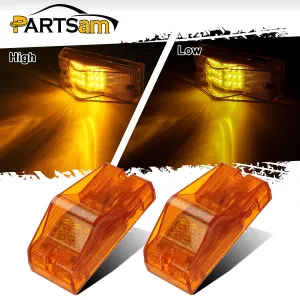 Partsam 2Pcs 6 Inch Amber 18LED Turn Clearance w Reflector Side Turn Signal and Marker Light Replacement for Trucks Cab Sleeper Panel Waterproof Side Surface Mount P/T/C Lights