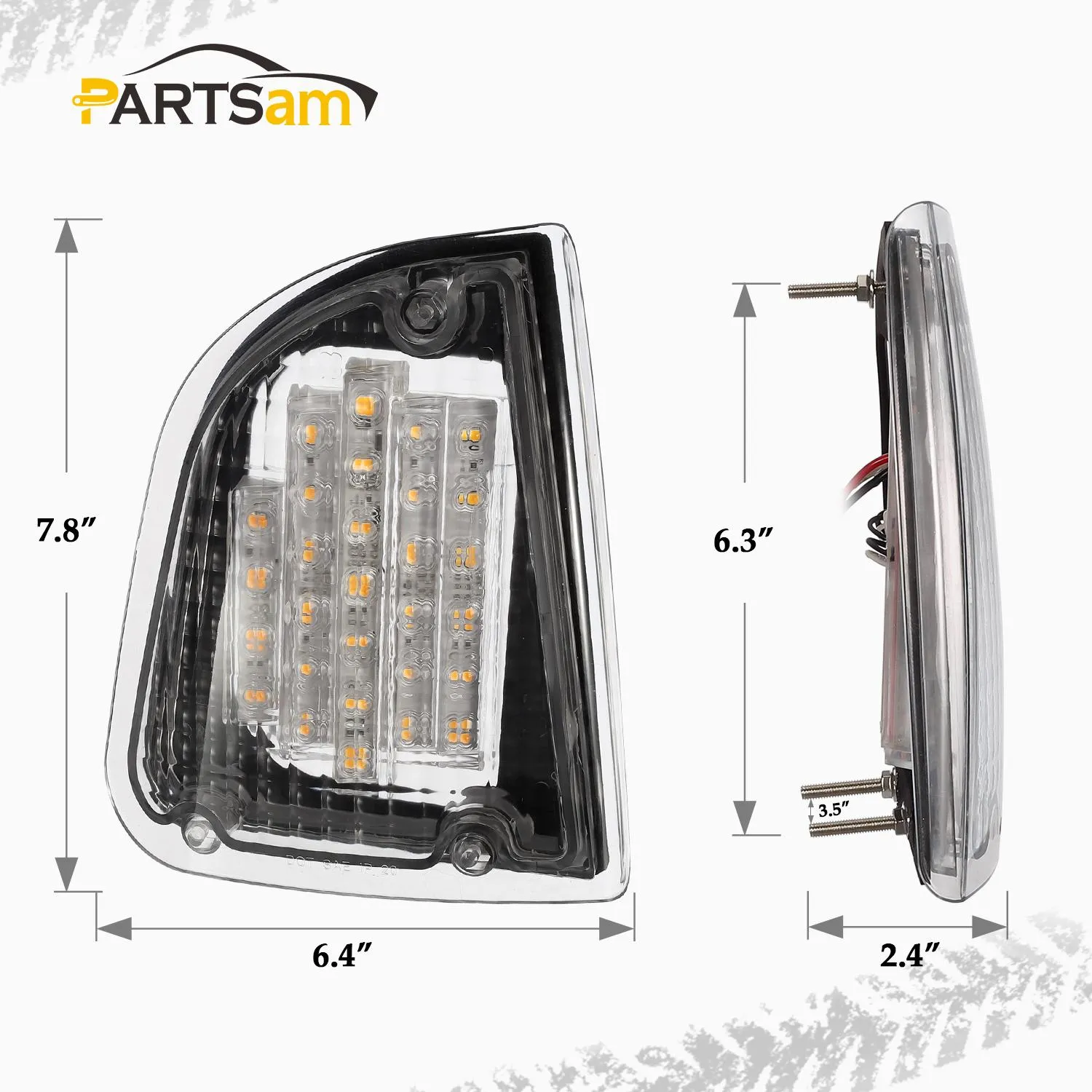 Partsam Clear Lens 29 Amber LED Front P/T/C Light Assembly Replacement for Kenworth T600 T660 K300 T300 T330 Front LED Turn Signal Lights and Parking Lights Lamps, LH & RH, 1157 Plug