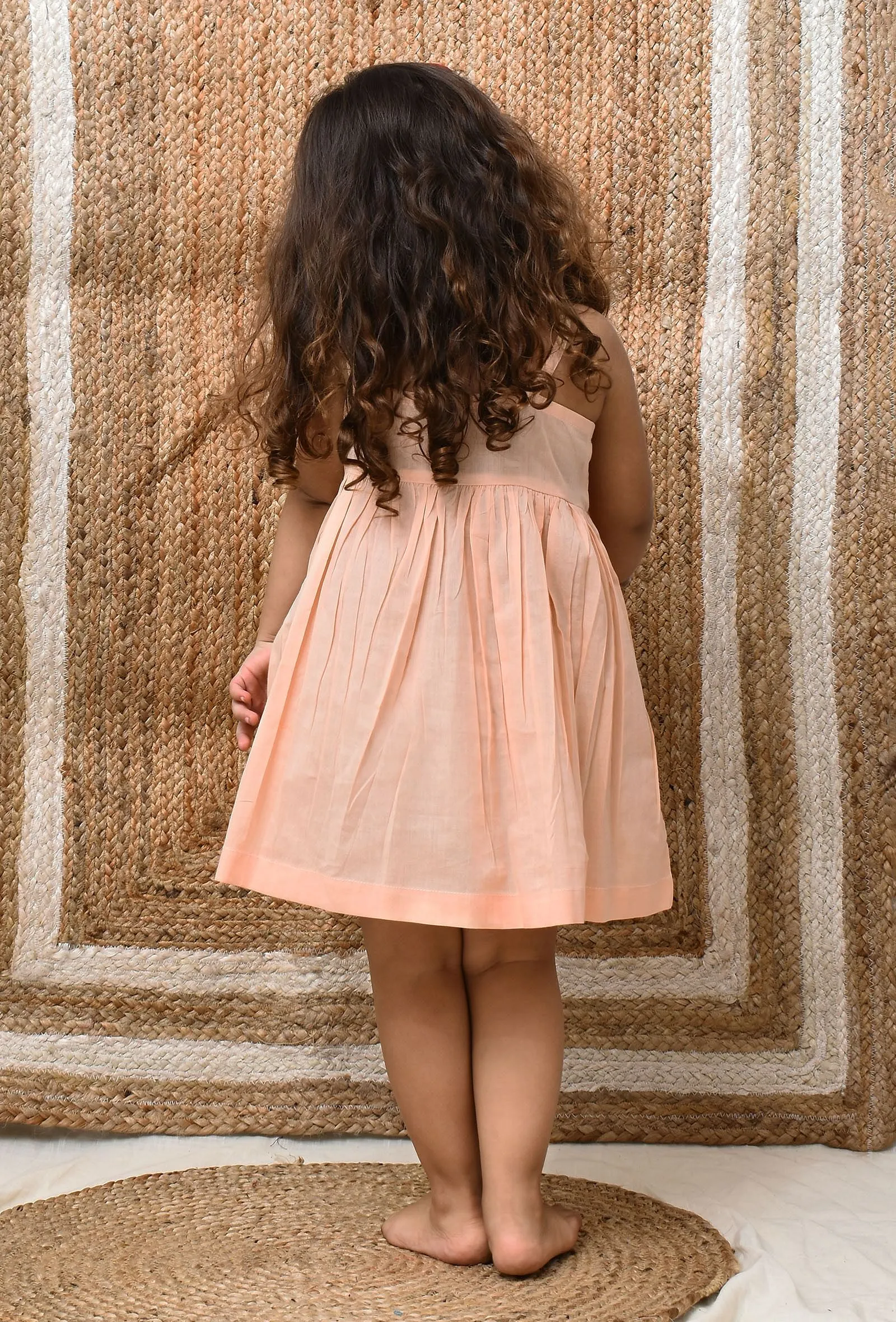 Peach And Brown Mul Mul Dress