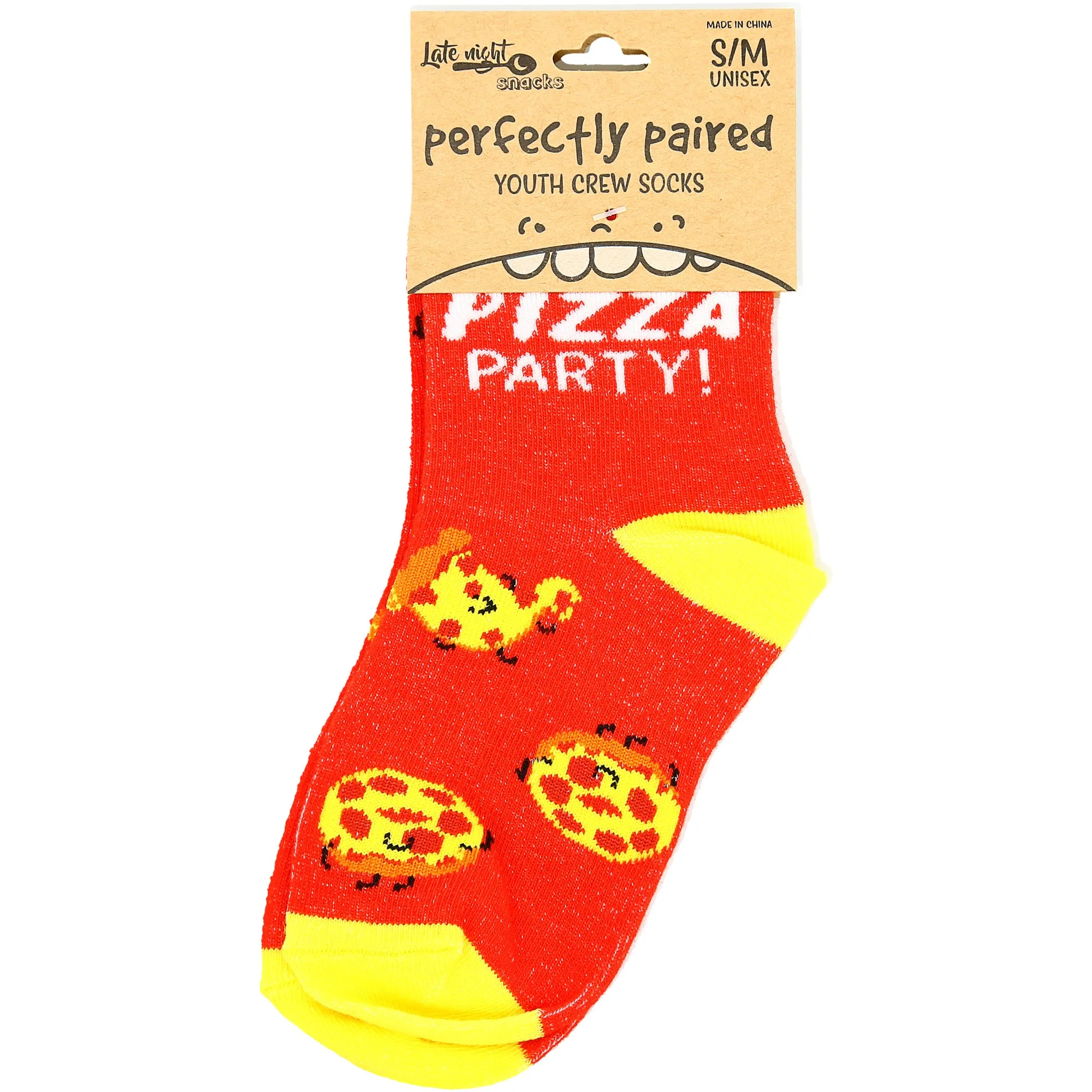 Pizza M/L Youth Cotton Blend Crew Socks