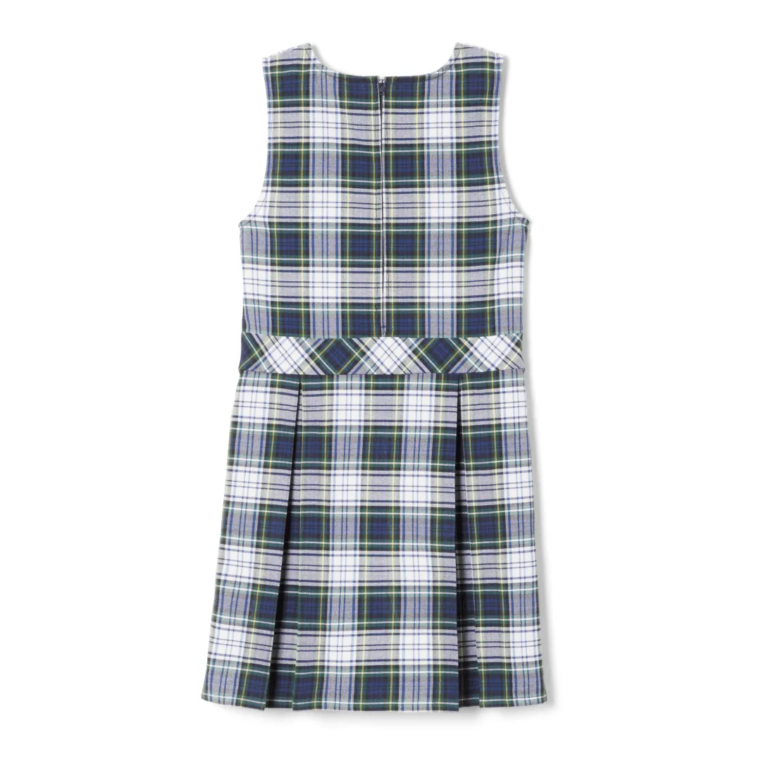 Plaid Box Pleat Jumper Navy & White