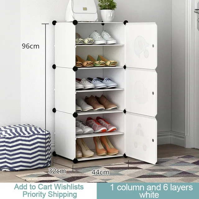 Plastic Assembled Shoe Cabinet Multilayer Dustproof Shoe Rack Large Capacity Shoes Storage