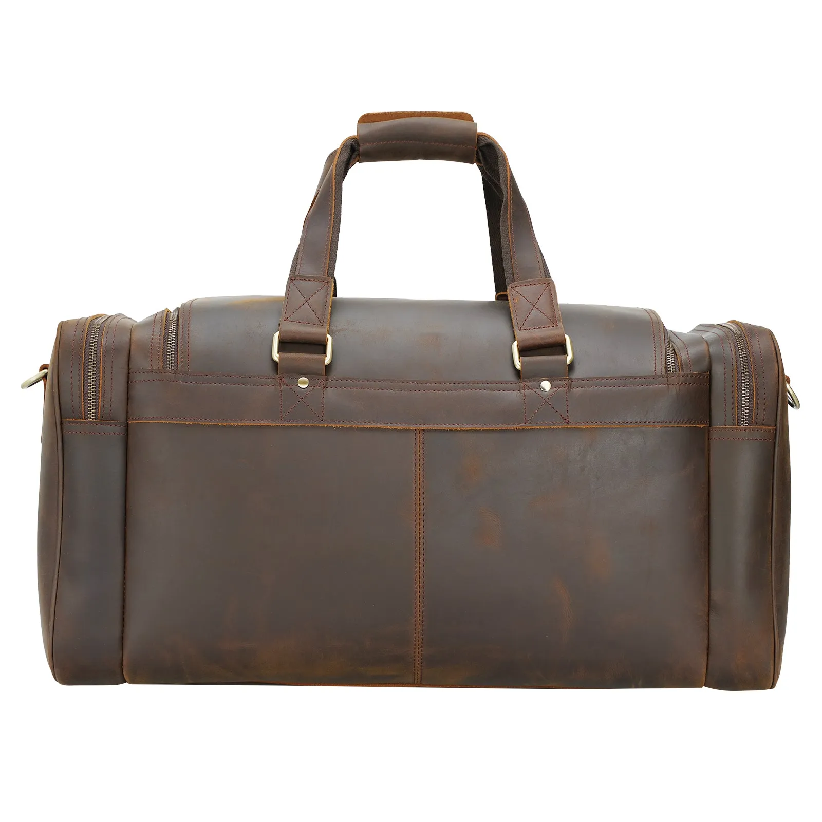 Polare 23"/26" Leather Duffel Weekender Travel Bag For Men With Full Grain Cowhide Leather 42L/56L