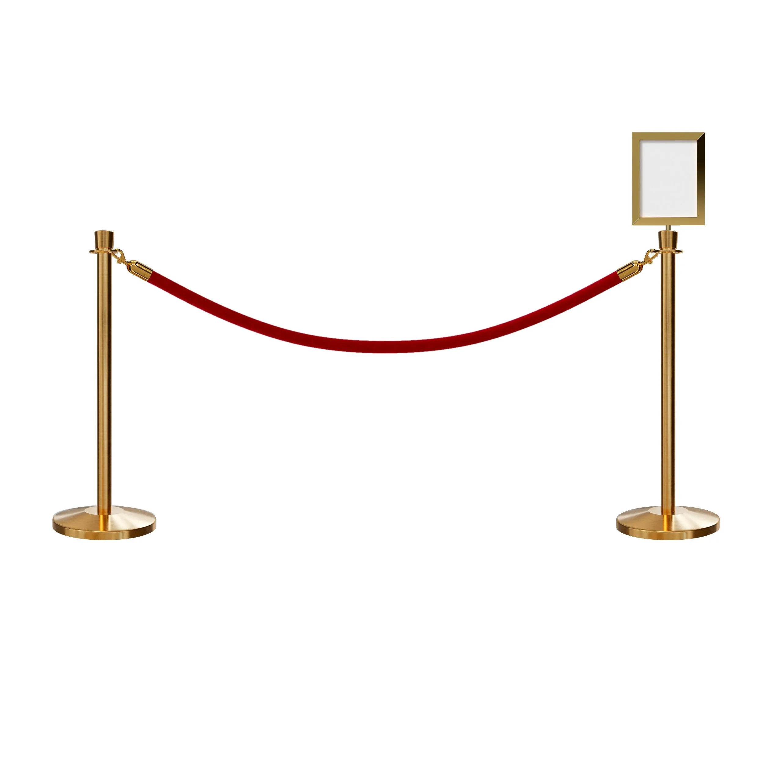 Post and Rope Stanchion Kit, Crown Top Posts, 6 Ft. Velvet Foam Core Rope and Sign Frame - Montour Line