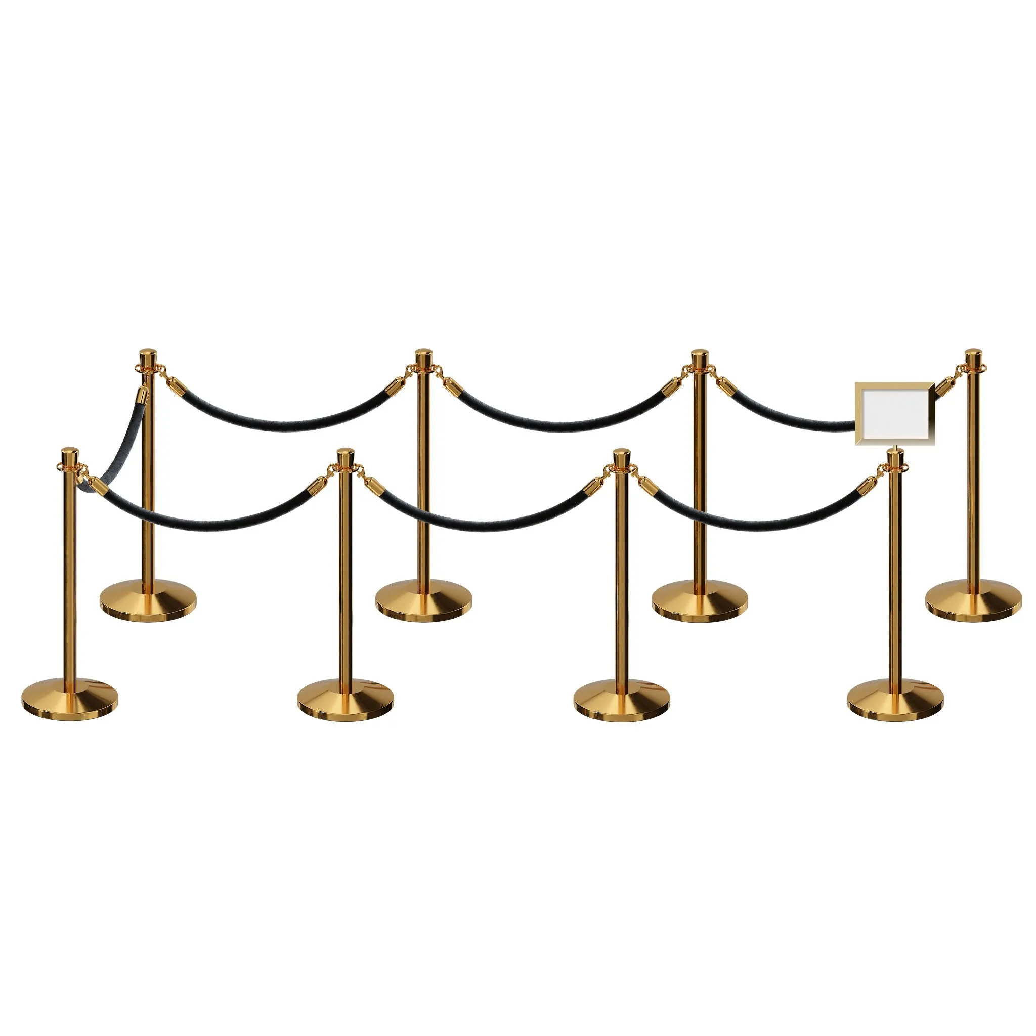 Post and Rope Stanchion Kit, Crown Top Posts, 6 Ft. Velvet Foam Core Rope and Sign Frame - Montour Line