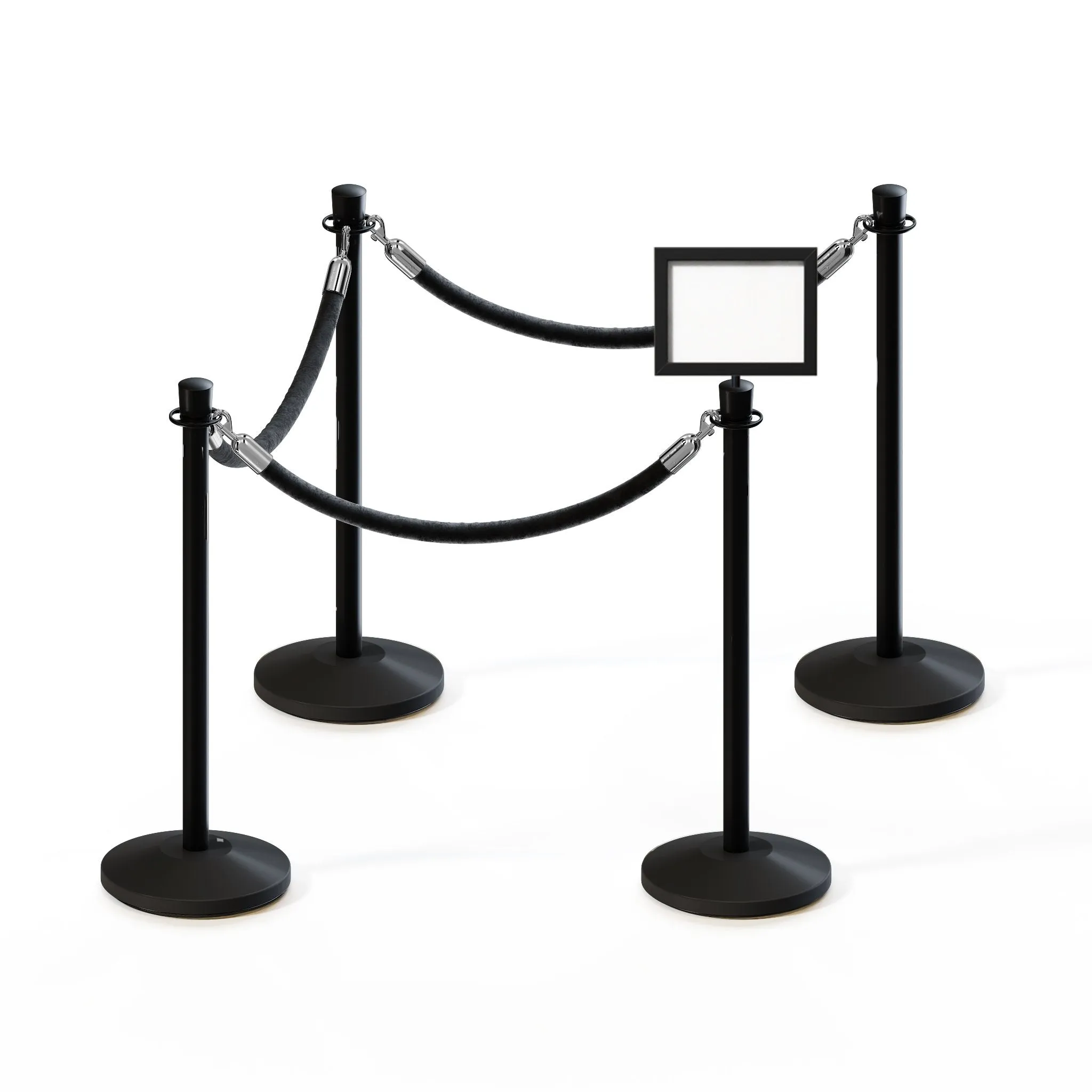 Post and Rope Stanchion Kit, Crown Top Posts, 6 Ft. Velvet Foam Core Rope and Sign Frame - Montour Line