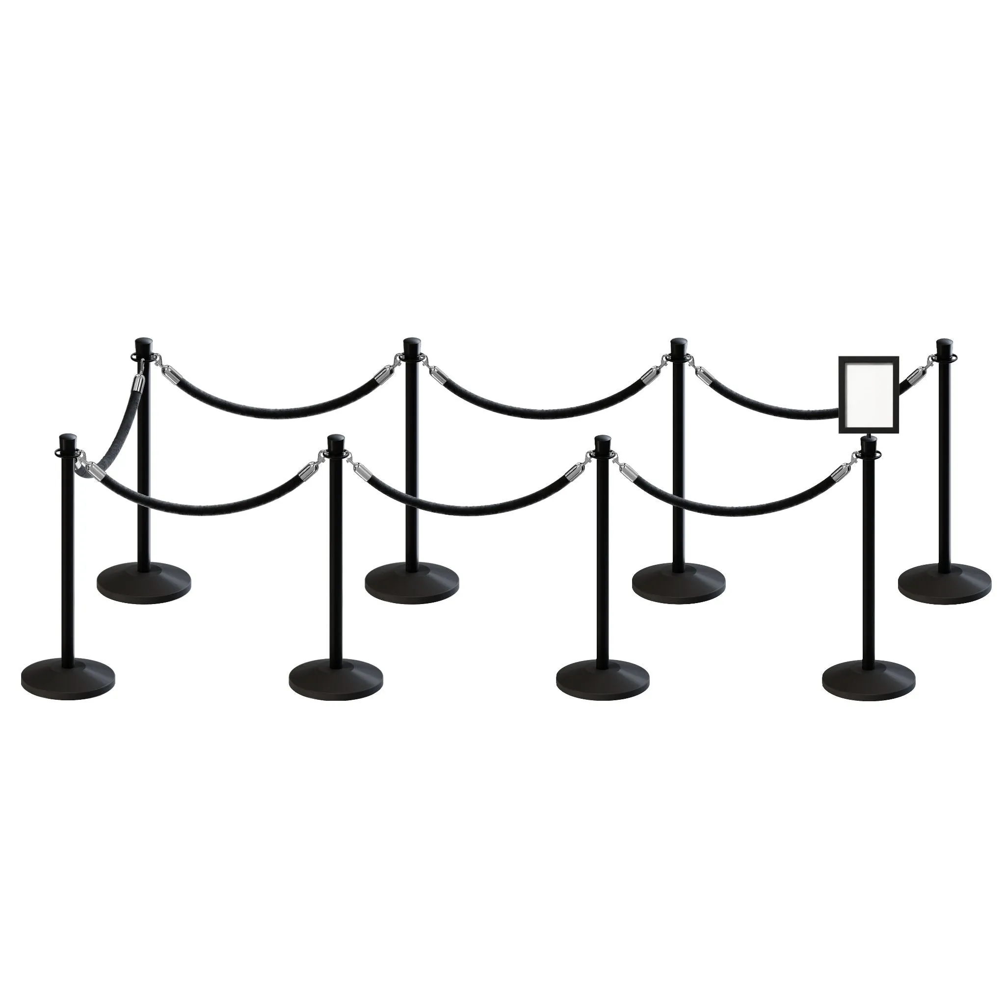 Post and Rope Stanchion Kit, Crown Top Posts, 6 Ft. Velvet Foam Core Rope and Sign Frame - Montour Line