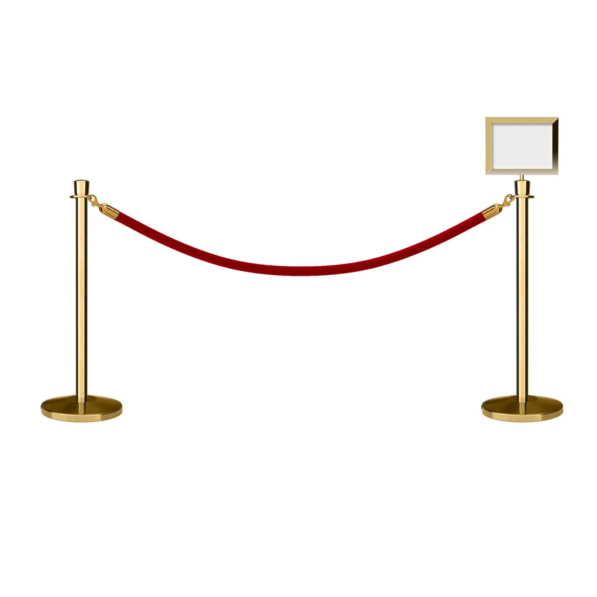 Post and Rope Stanchion Kit, Crown Top Posts, 6 Ft. Velvet Foam Core Rope and Sign Frame - Montour Line