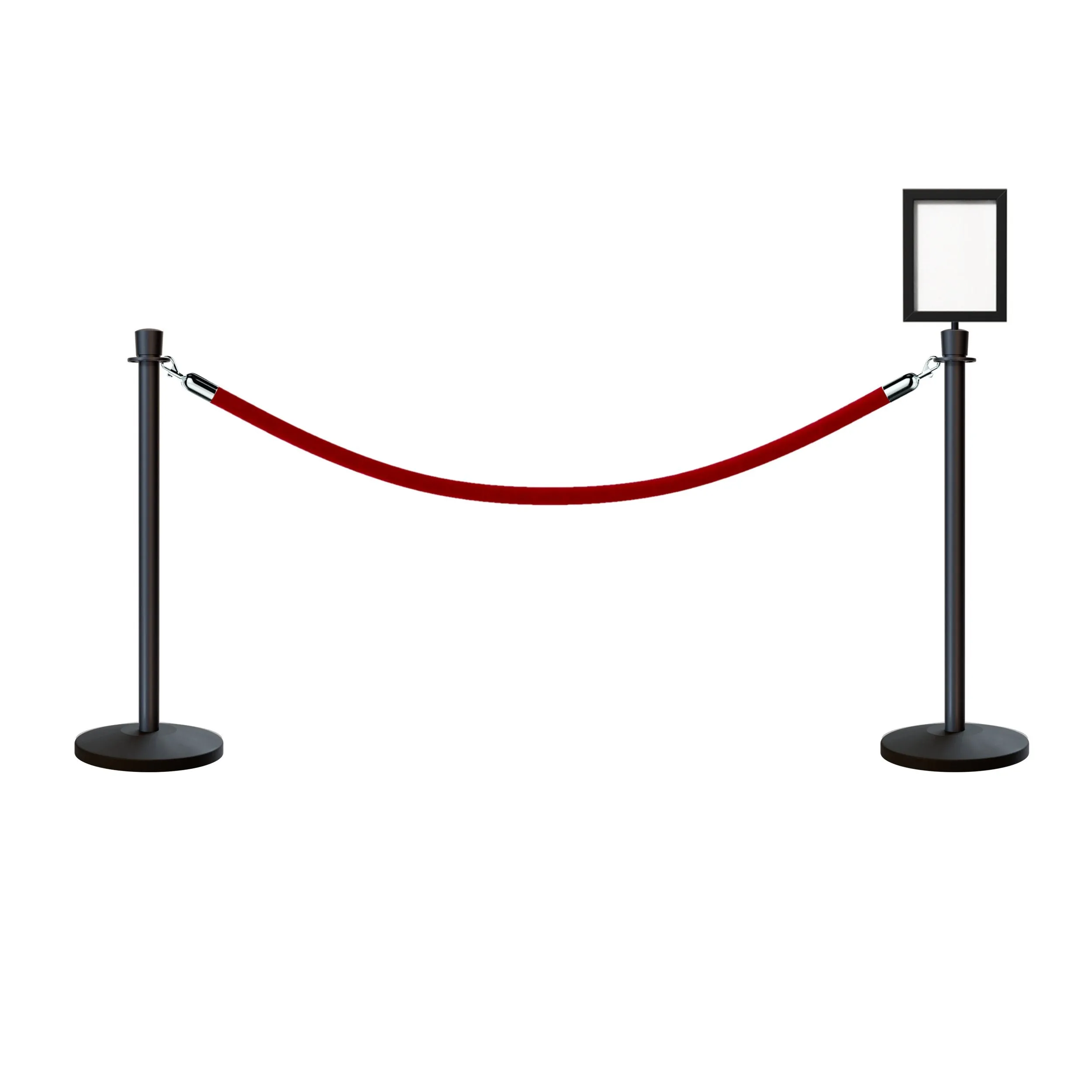 Post and Rope Stanchion Kit, Crown Top Posts, 6 Ft. Velvet Foam Core Rope and Sign Frame - Montour Line