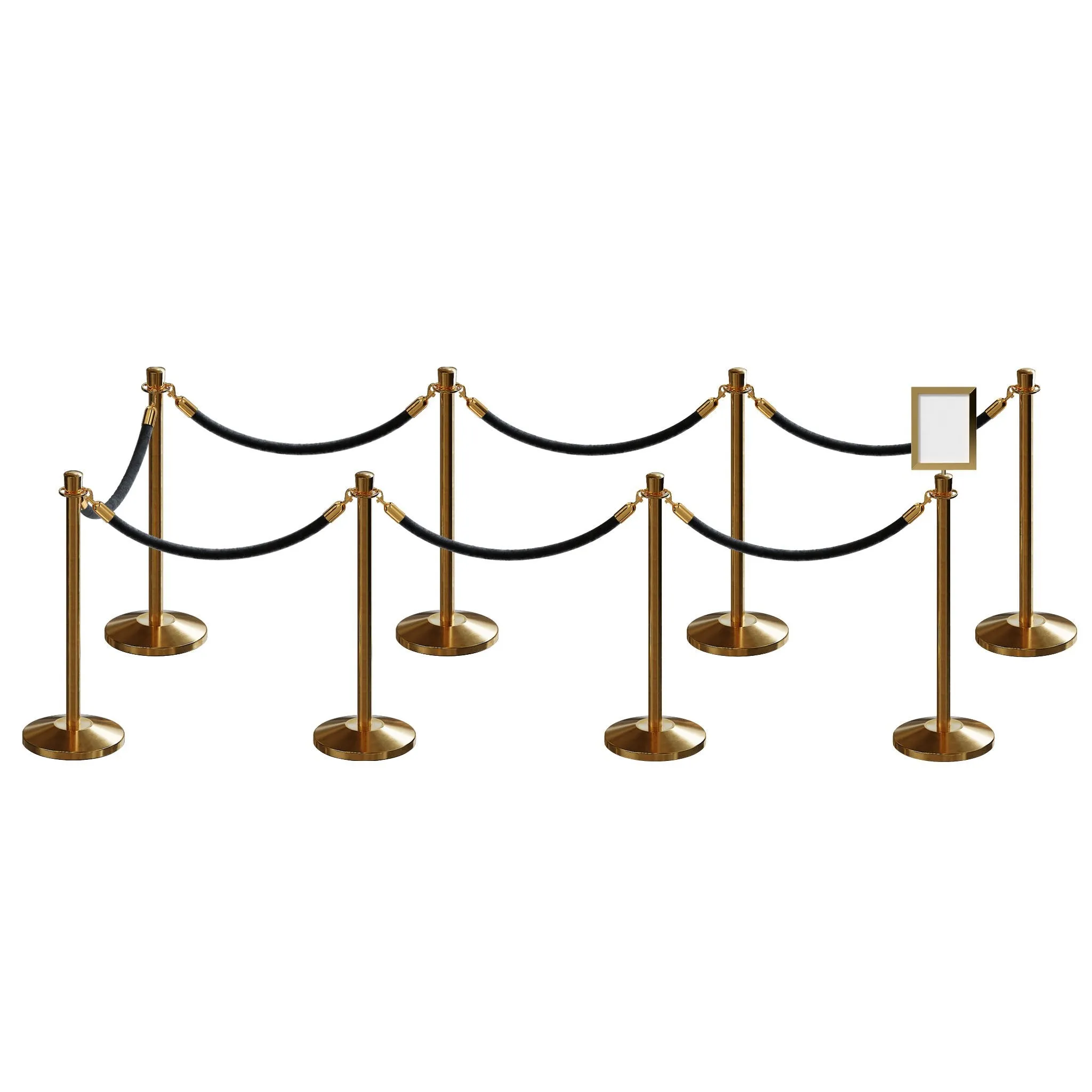 Post and Rope Stanchion Kit, Crown Top Posts, 6 Ft. Velvet Foam Core Rope and Sign Frame - Montour Line