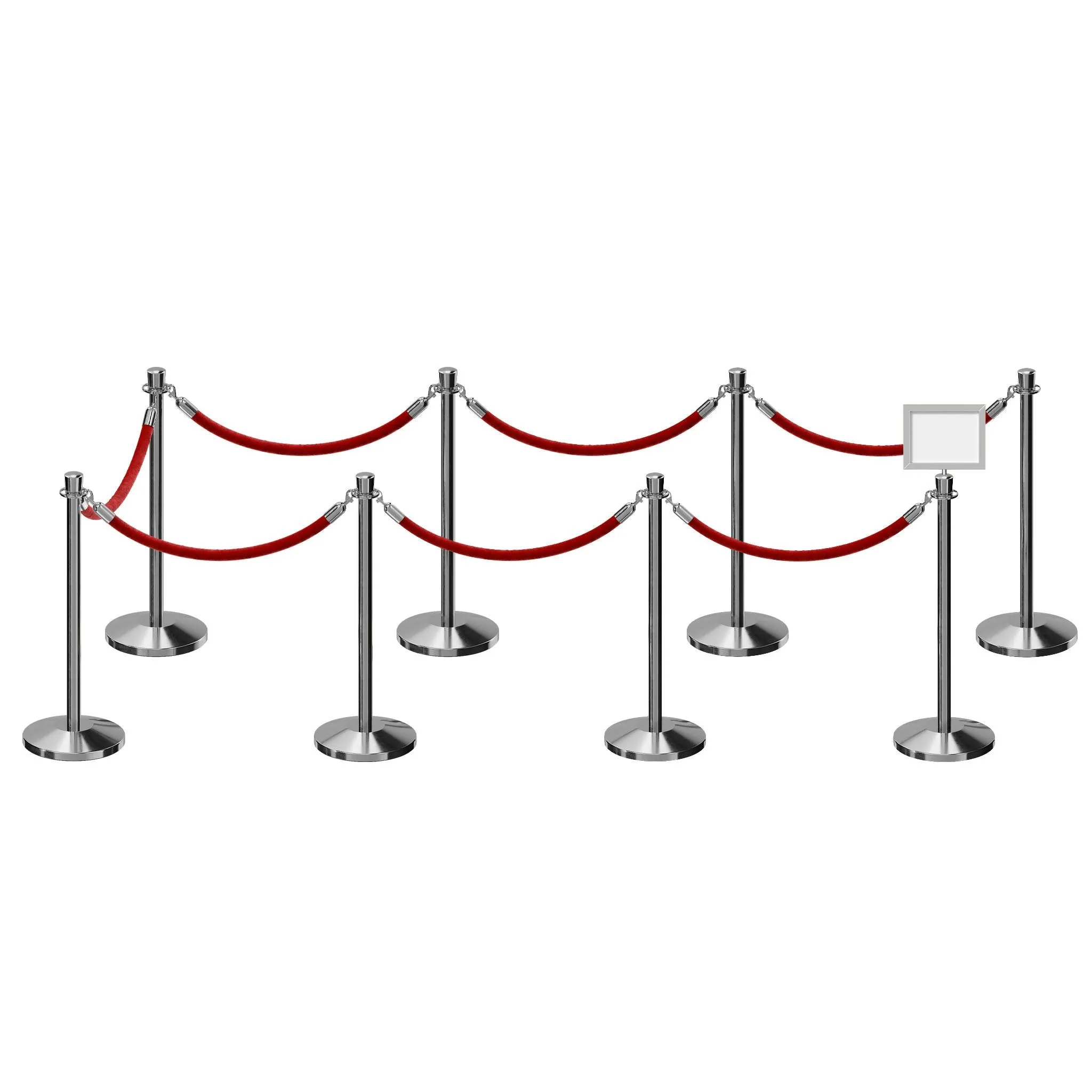 Post and Rope Stanchion Kit, Crown Top Posts, 6 Ft. Velvet Foam Core Rope and Sign Frame - Montour Line