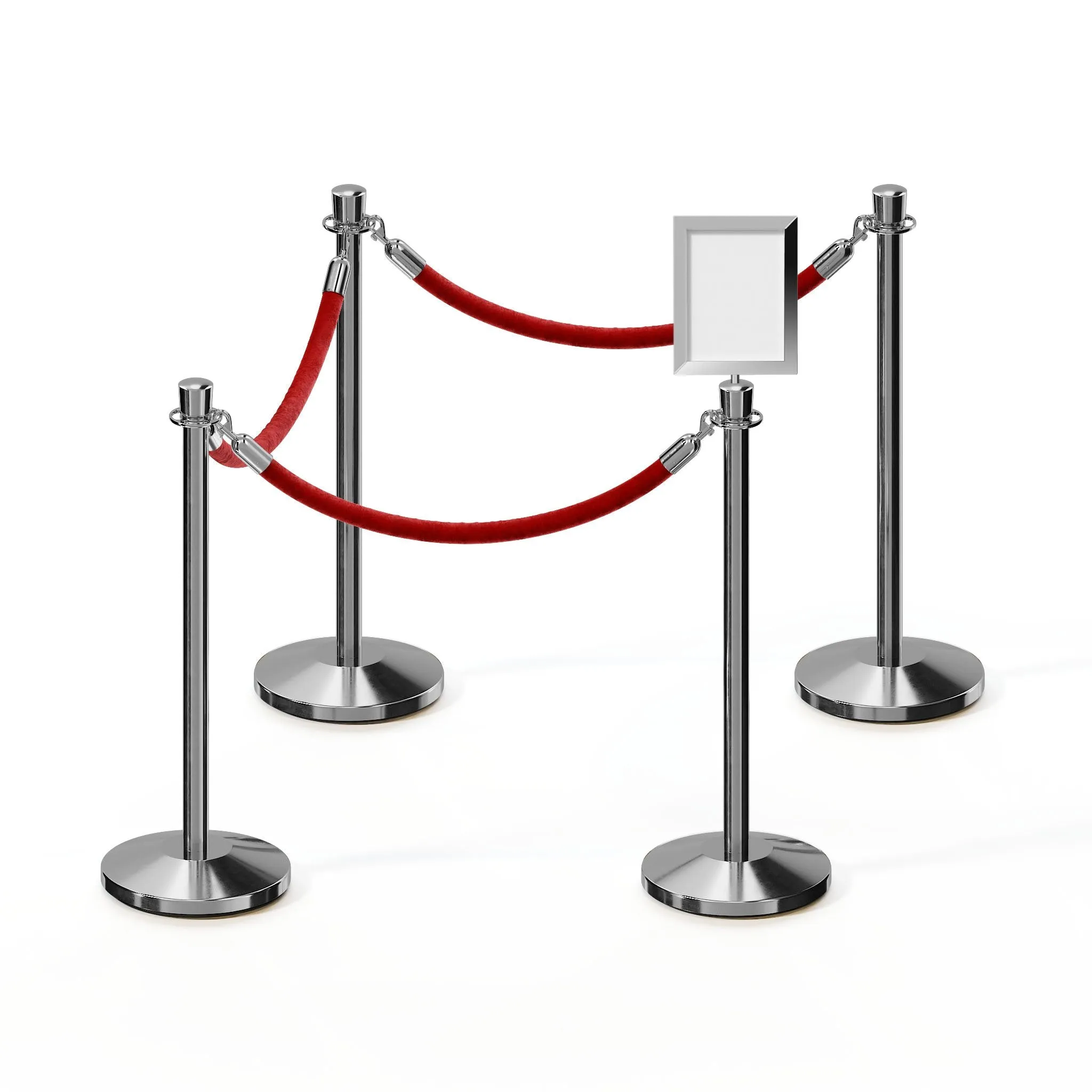 Post and Rope Stanchion Kit, Crown Top Posts, 6 Ft. Velvet Foam Core Rope and Sign Frame - Montour Line