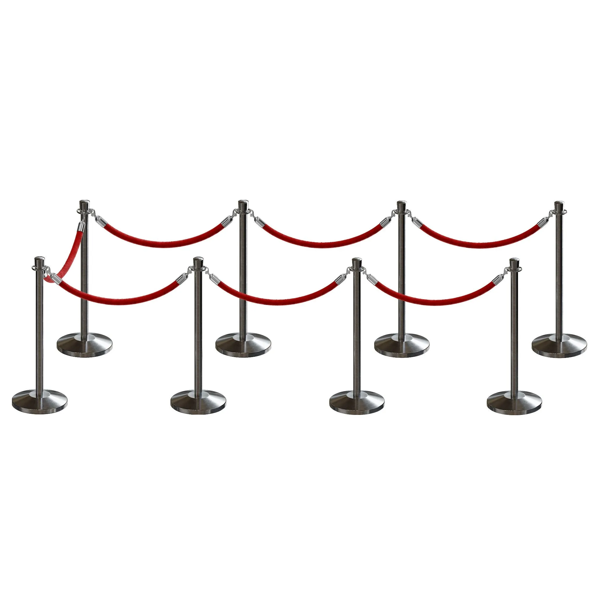 Post and Rope Stanchion Kit, Crown Top Posts, 6 Ft. Velvet Foam Core Rope - Montour Line