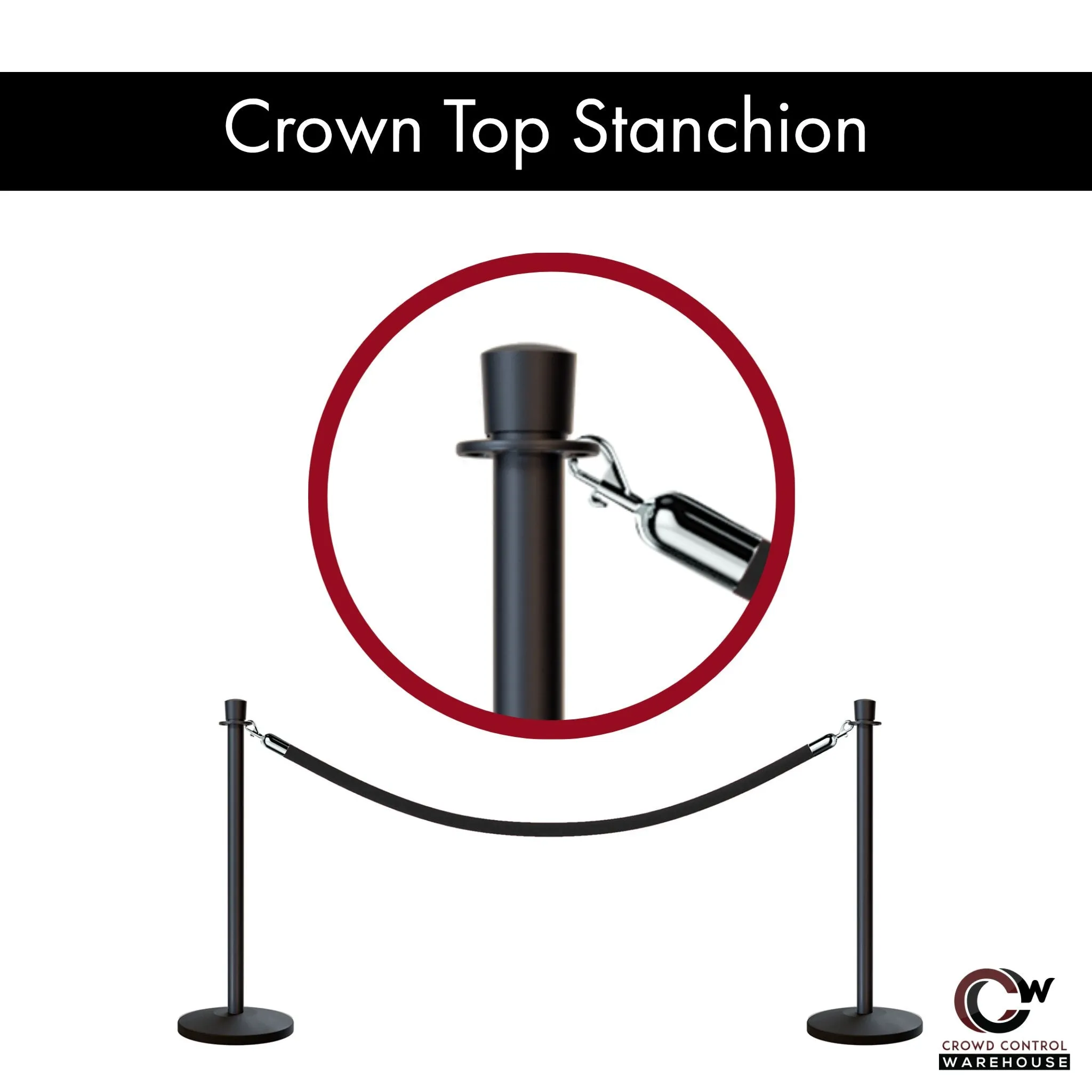 Post and Rope Stanchion Kit, Crown Top Posts, 6 Ft. Velvet Foam Core Rope - Montour Line