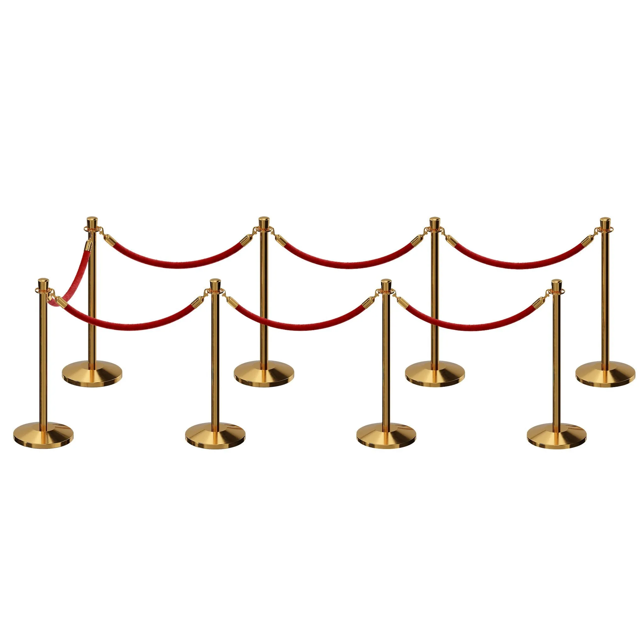 Post and Rope Stanchion Kit, Crown Top Posts, 6 Ft. Velvet Foam Core Rope - Montour Line