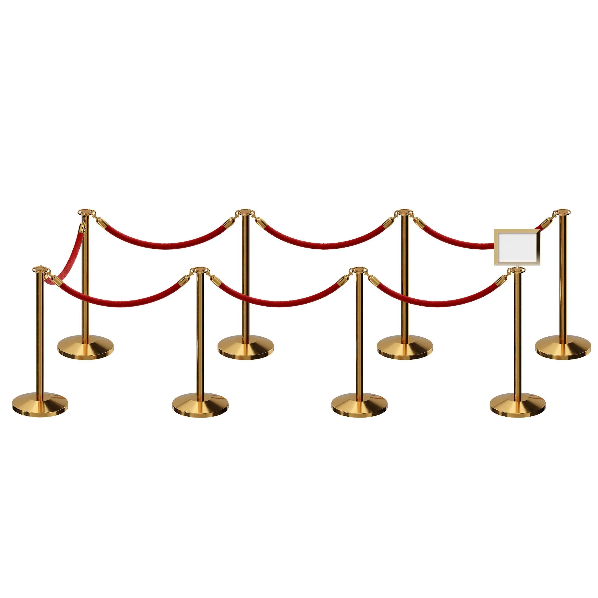 Post and Rope Stanchion Kit, Flat Top Posts, 6 Ft. Velvet Foam Core Rope and Sign Frame - Montour Line