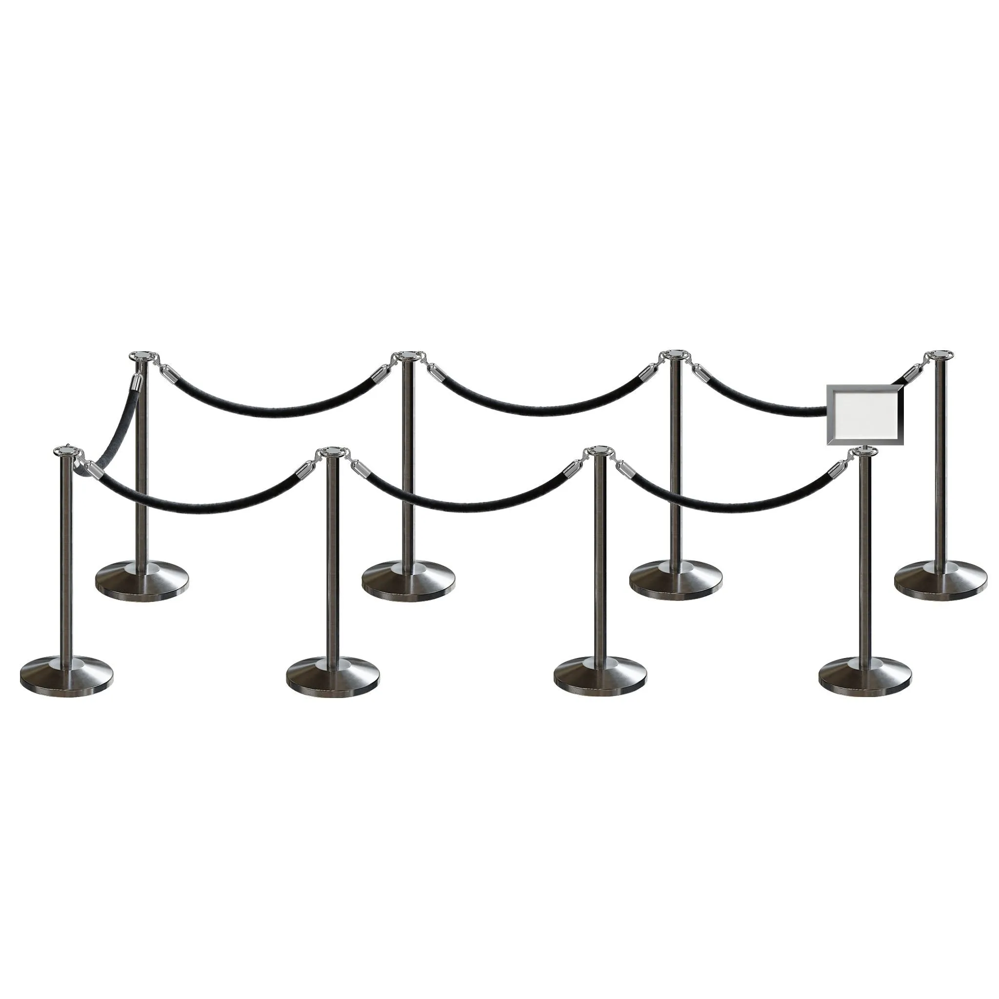 Post and Rope Stanchion Kit, Flat Top Posts, 6 Ft. Velvet Foam Core Rope and Sign Frame - Montour Line