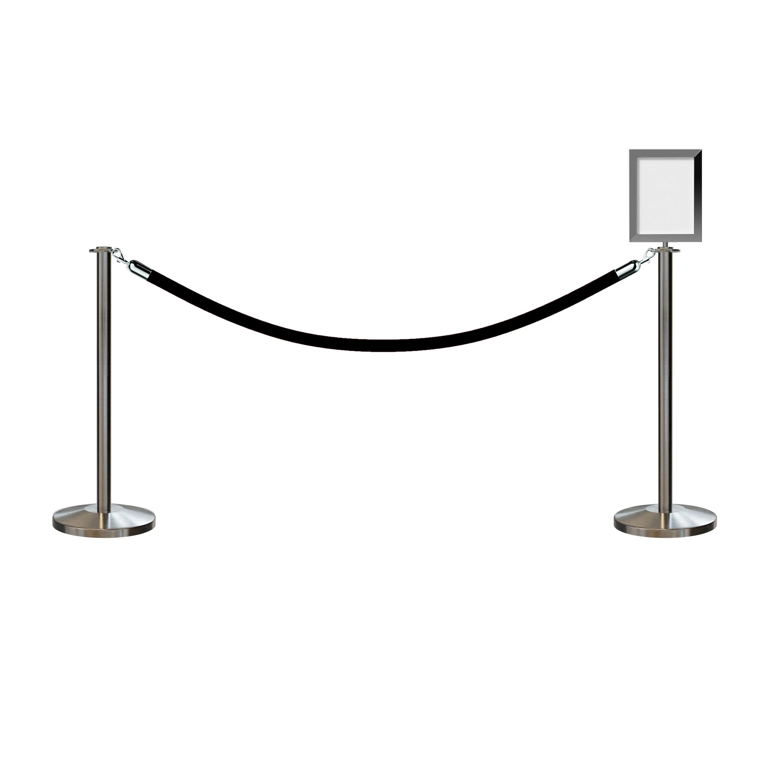 Post and Rope Stanchion Kit, Flat Top Posts, 6 Ft. Velvet Foam Core Rope and Sign Frame - Montour Line