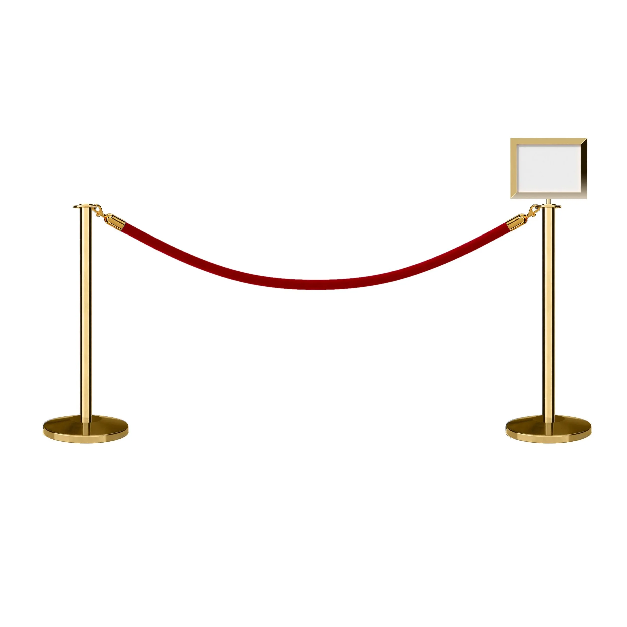 Post and Rope Stanchion Kit, Flat Top Posts, 6 Ft. Velvet Foam Core Rope and Sign Frame - Montour Line