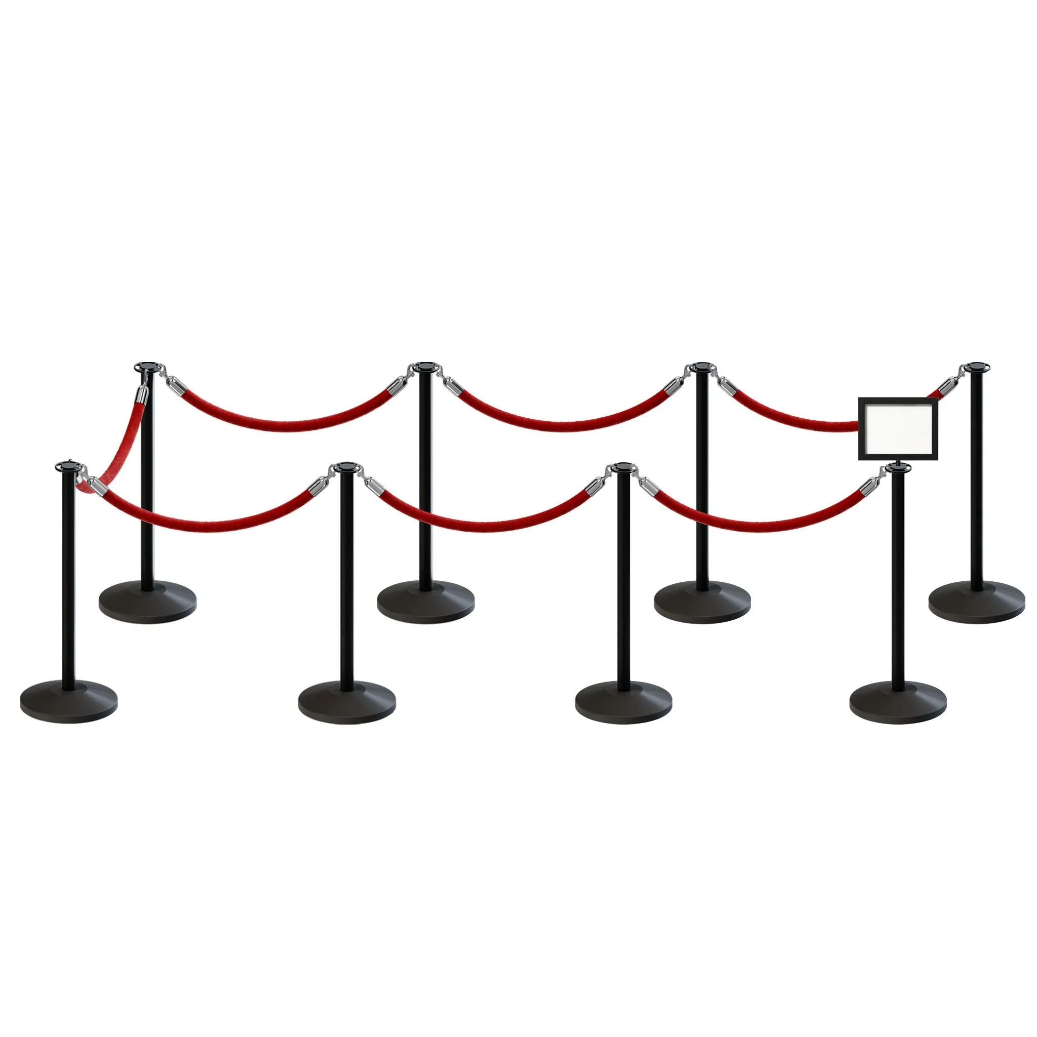 Post and Rope Stanchion Kit, Flat Top Posts, 6 Ft. Velvet Foam Core Rope and Sign Frame - Montour Line