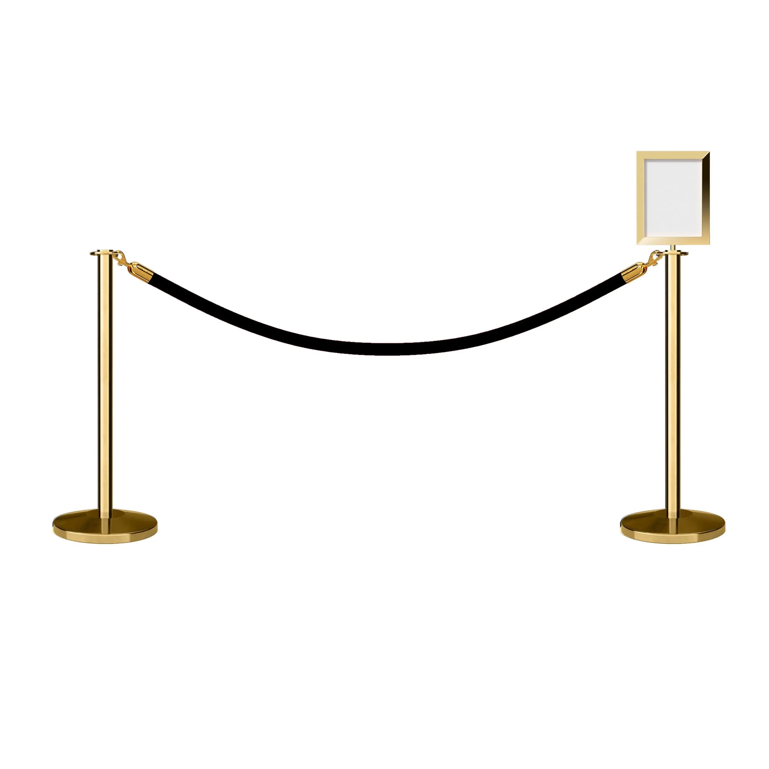 Post and Rope Stanchion Kit, Flat Top Posts, 6 Ft. Velvet Foam Core Rope and Sign Frame - Montour Line