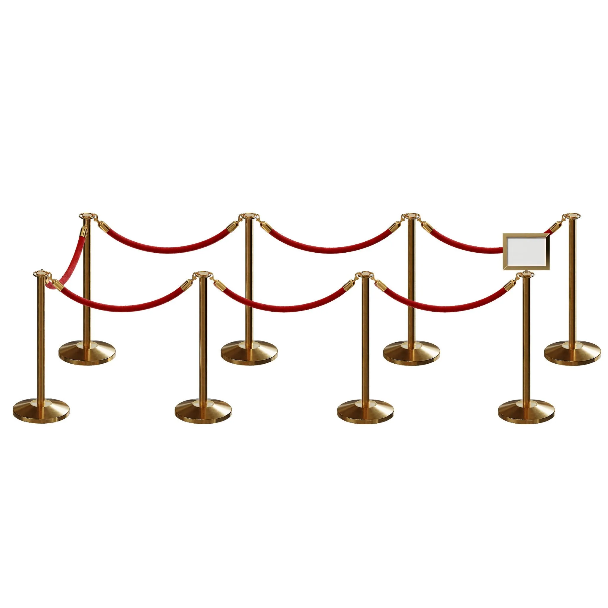 Post and Rope Stanchion Kit, Flat Top Posts, 6 Ft. Velvet Foam Core Rope and Sign Frame - Montour Line