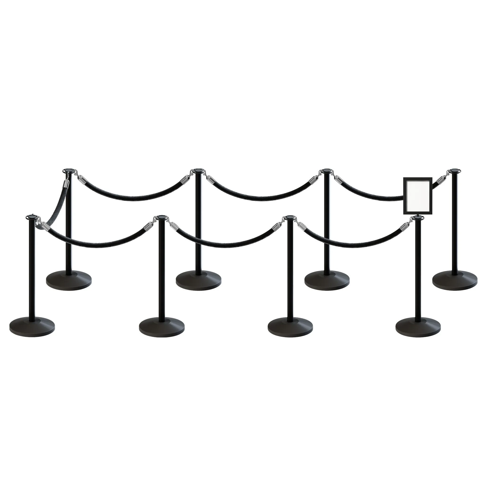 Post and Rope Stanchion Kit, Flat Top Posts, 6 Ft. Velvet Foam Core Rope and Sign Frame - Montour Line