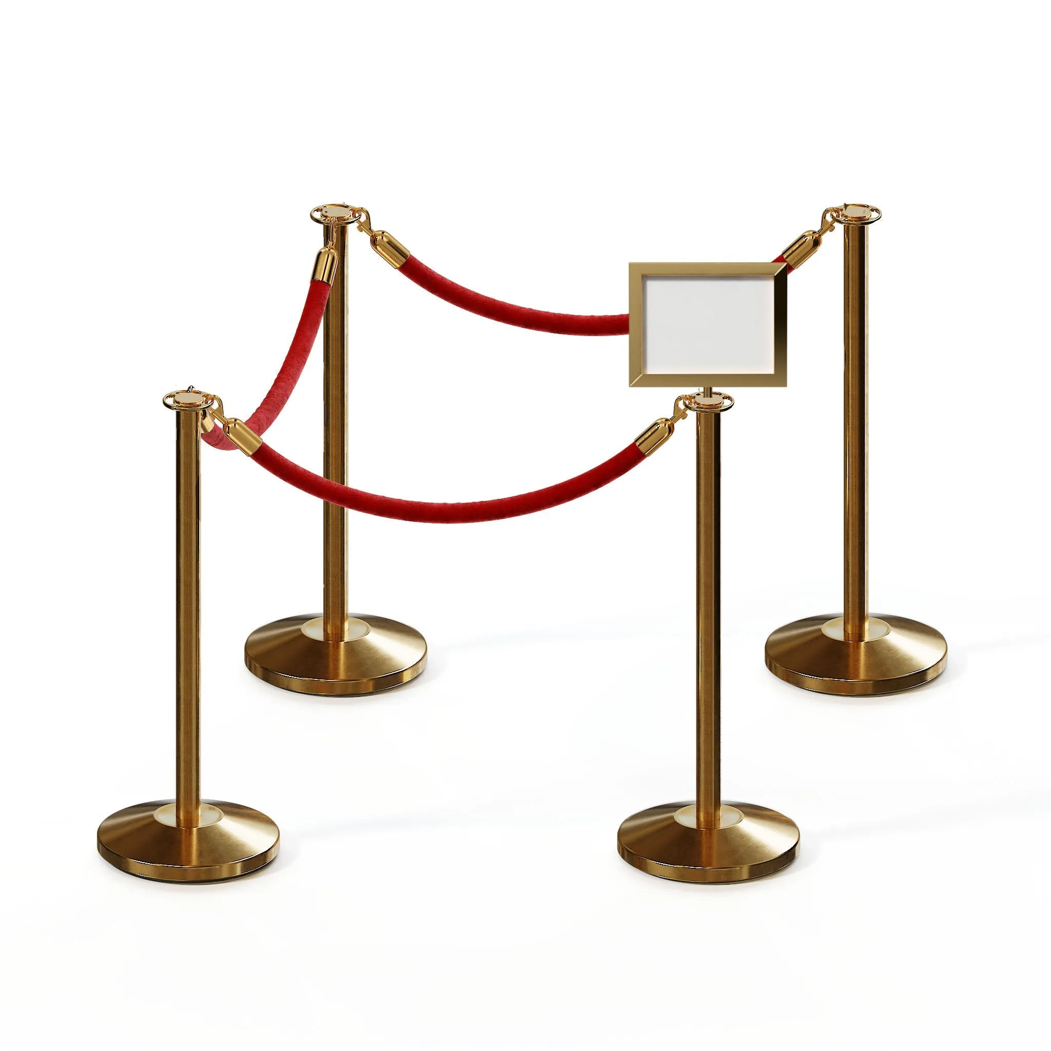 Post and Rope Stanchion Kit, Flat Top Posts, 6 Ft. Velvet Foam Core Rope and Sign Frame - Montour Line