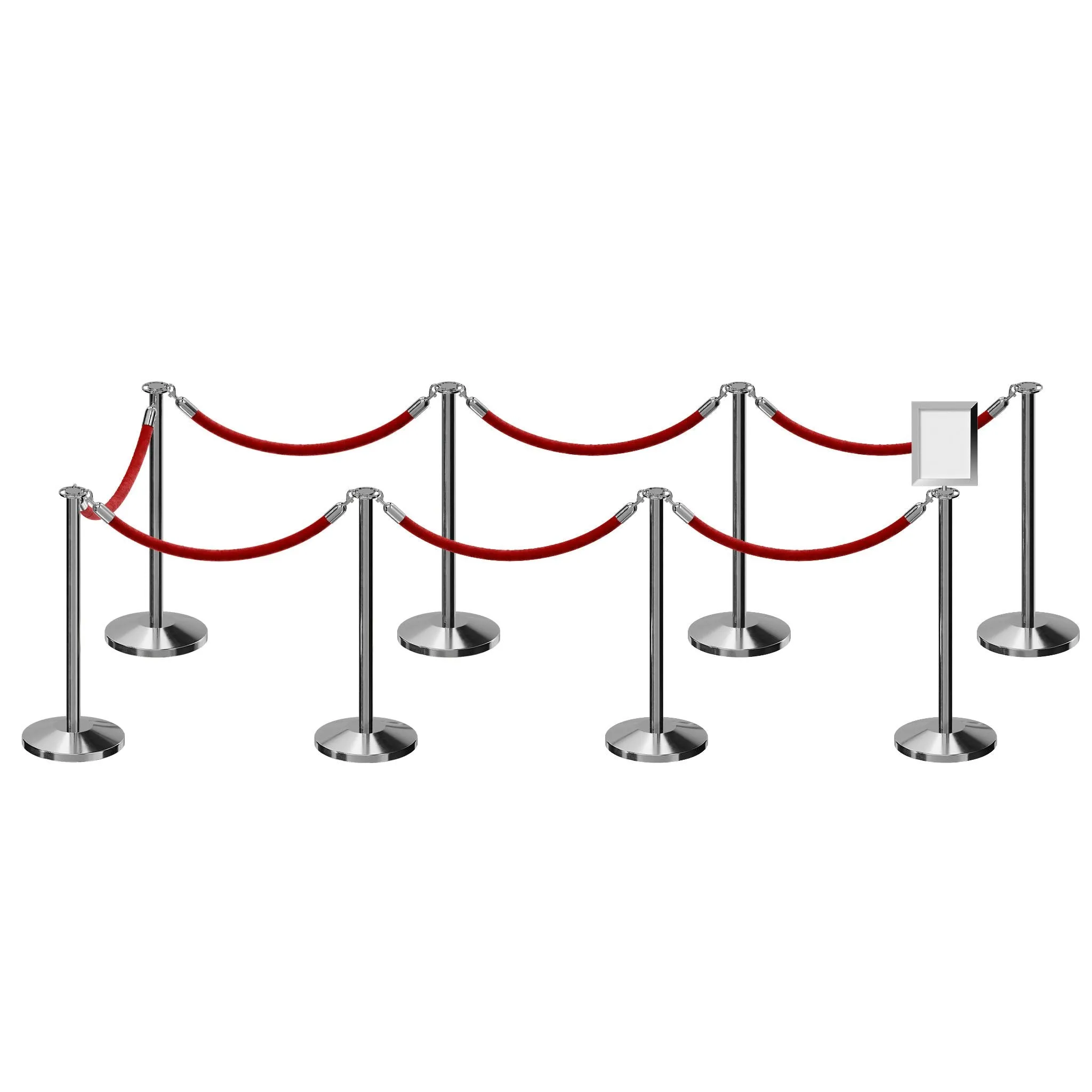 Post and Rope Stanchion Kit, Flat Top Posts, 6 Ft. Velvet Foam Core Rope and Sign Frame - Montour Line