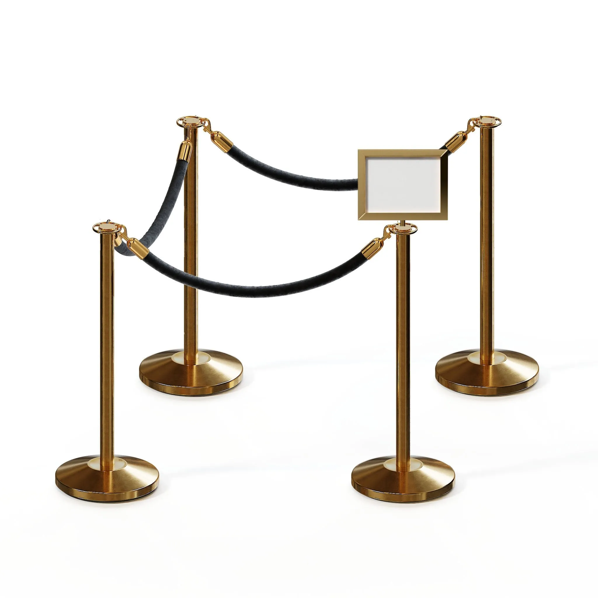 Post and Rope Stanchion Kit, Flat Top Posts, 6 Ft. Velvet Foam Core Rope and Sign Frame - Montour Line