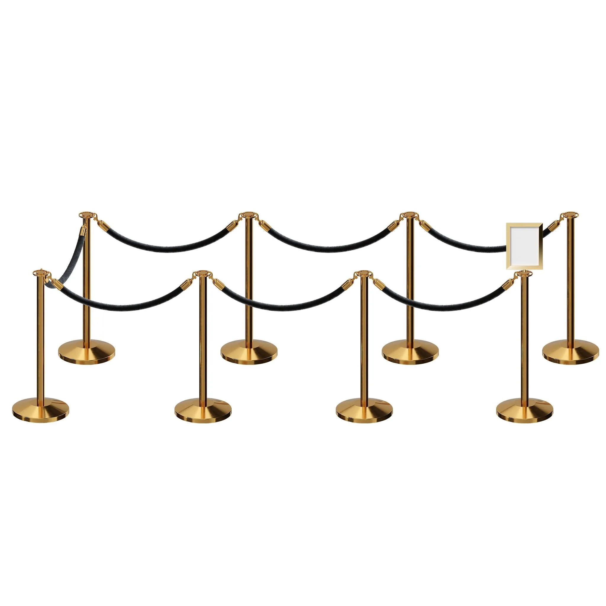 Post and Rope Stanchion Kit, Flat Top Posts, 6 Ft. Velvet Foam Core Rope and Sign Frame - Montour Line