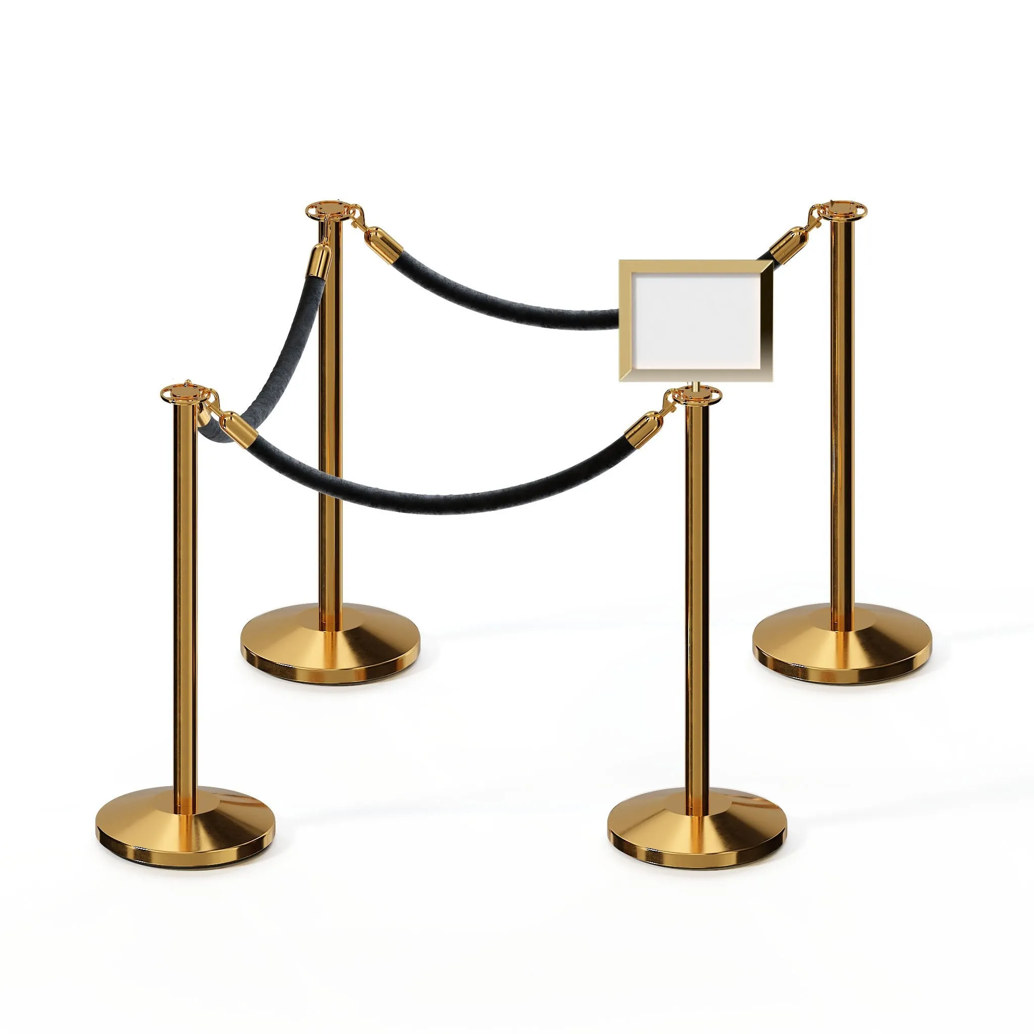 Post and Rope Stanchion Kit, Flat Top Posts, 6 Ft. Velvet Foam Core Rope and Sign Frame - Montour Line