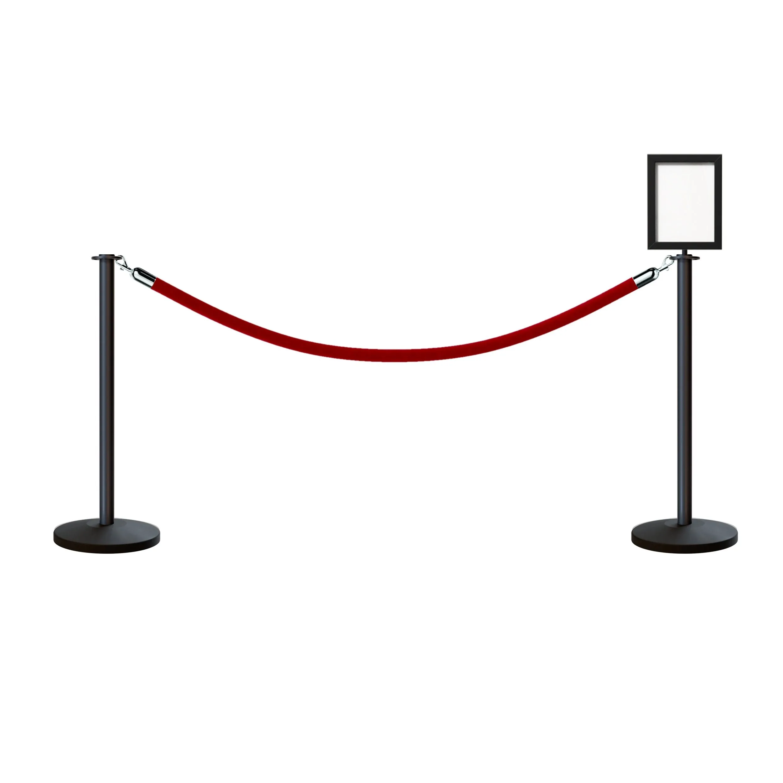 Post and Rope Stanchion Kit, Flat Top Posts, 6 Ft. Velvet Foam Core Rope and Sign Frame - Montour Line