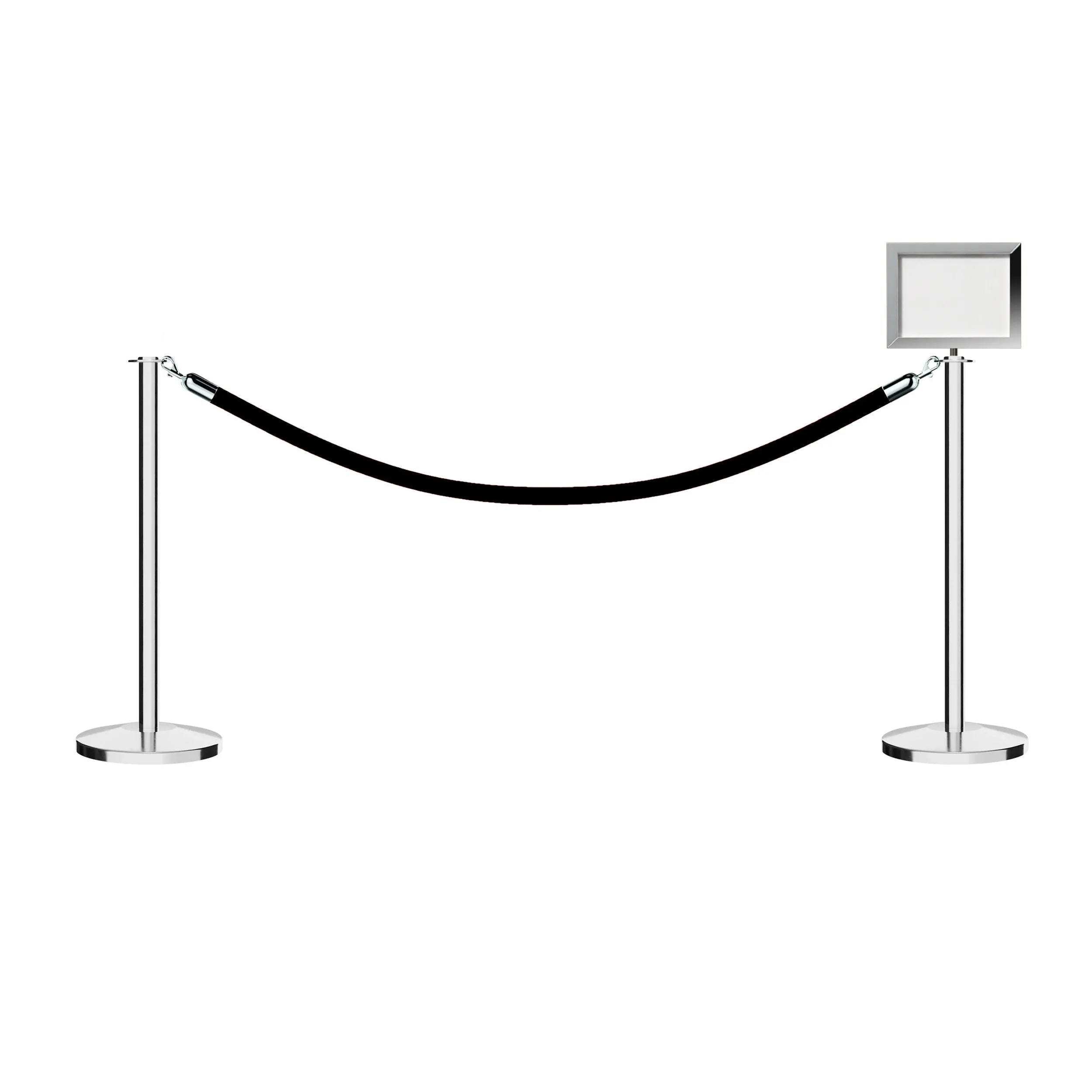 Post and Rope Stanchion Kit, Flat Top Posts, 6 Ft. Velvet Foam Core Rope and Sign Frame - Montour Line