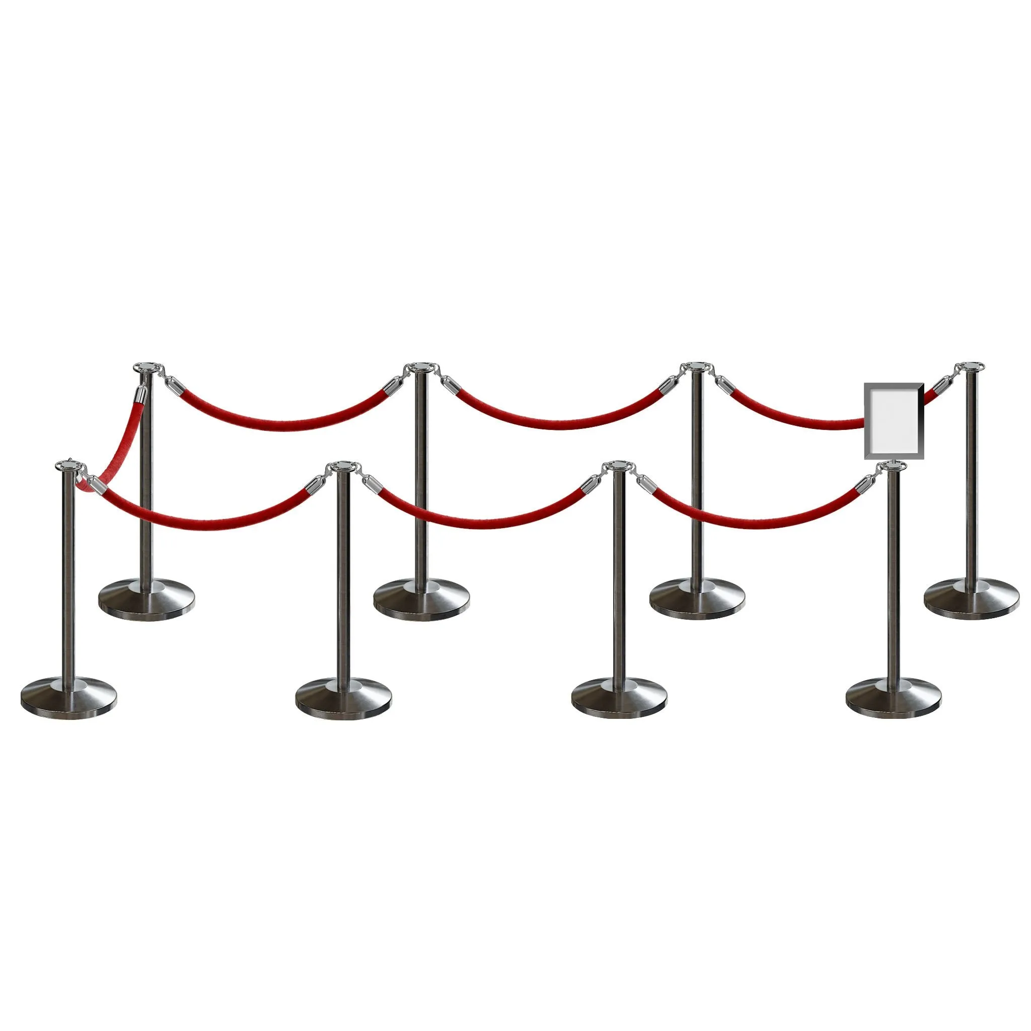 Post and Rope Stanchion Kit, Flat Top Posts, 6 Ft. Velvet Foam Core Rope and Sign Frame - Montour Line