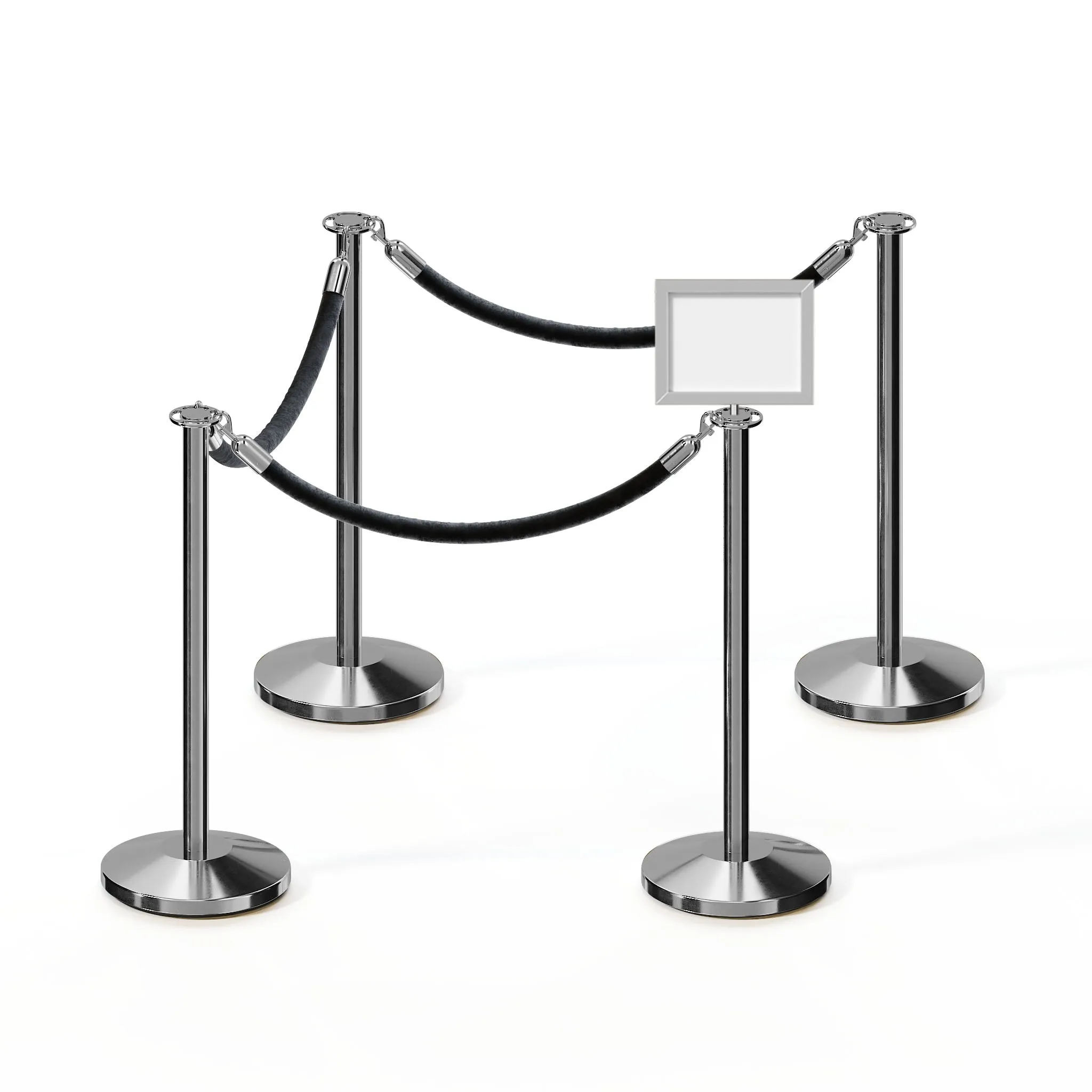 Post and Rope Stanchion Kit, Flat Top Posts, 6 Ft. Velvet Foam Core Rope and Sign Frame - Montour Line