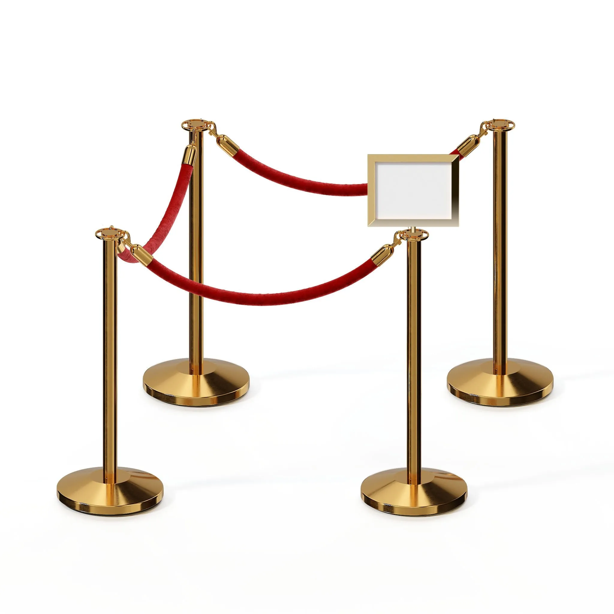 Post and Rope Stanchion Kit, Flat Top Posts, 6 Ft. Velvet Foam Core Rope and Sign Frame - Montour Line