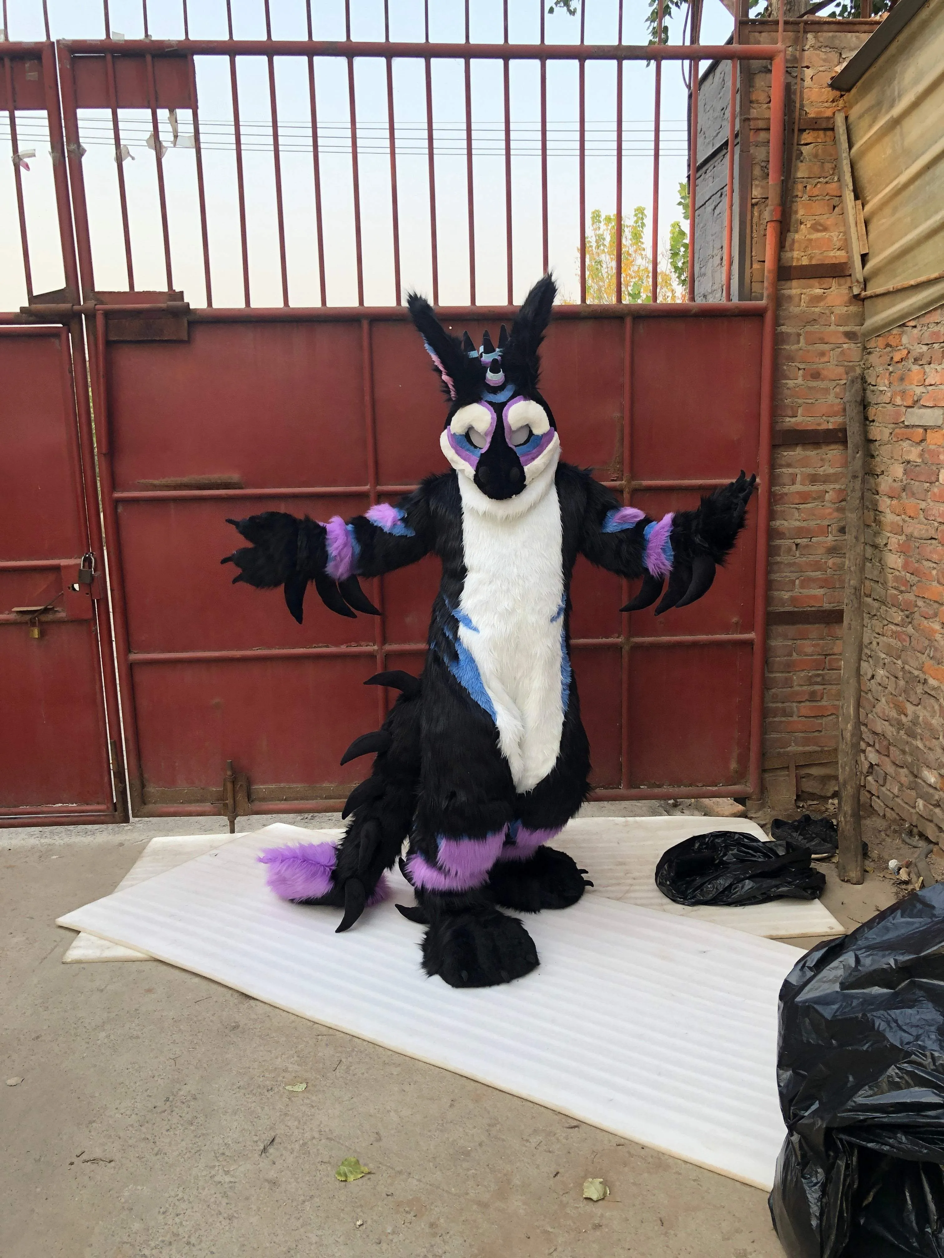 Purple Black Dragon Fursuit Kigurumi Furry Fursona Costumes Furries