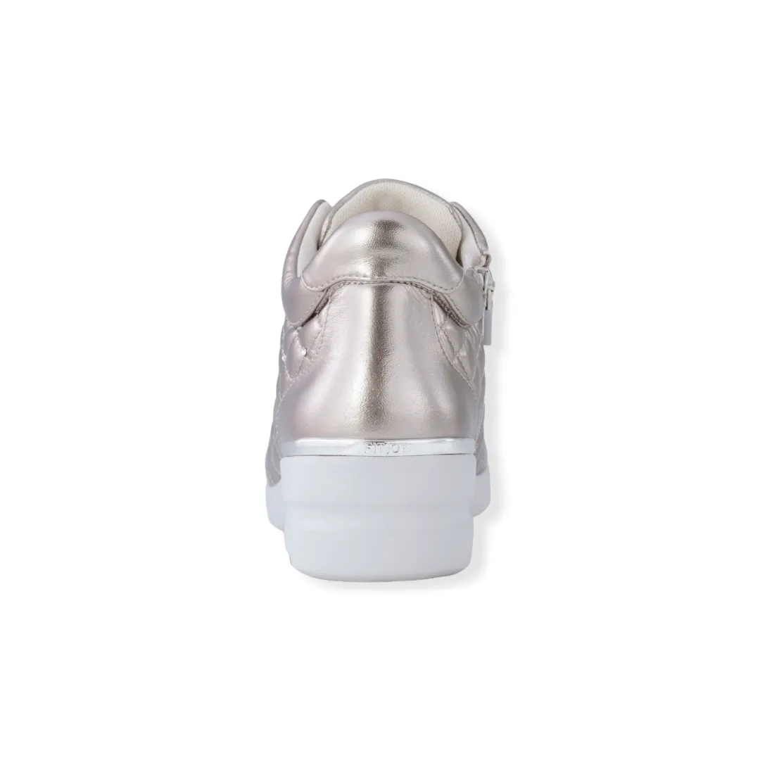 Quilted design Sheepskin leather Sneakers with Swarovski crystal decorations  #FJ070