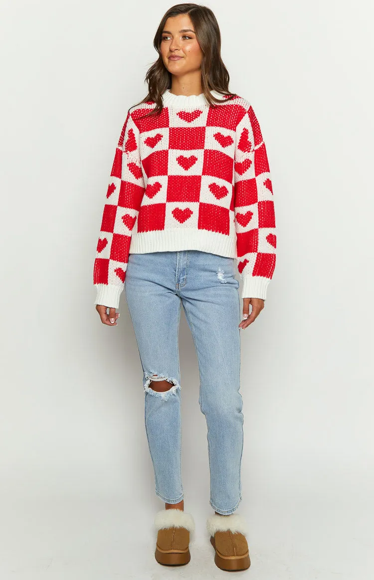 Red Heart Patchwork Jumper