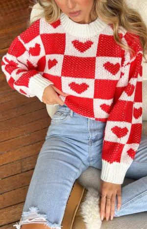 Red Heart Patchwork Jumper