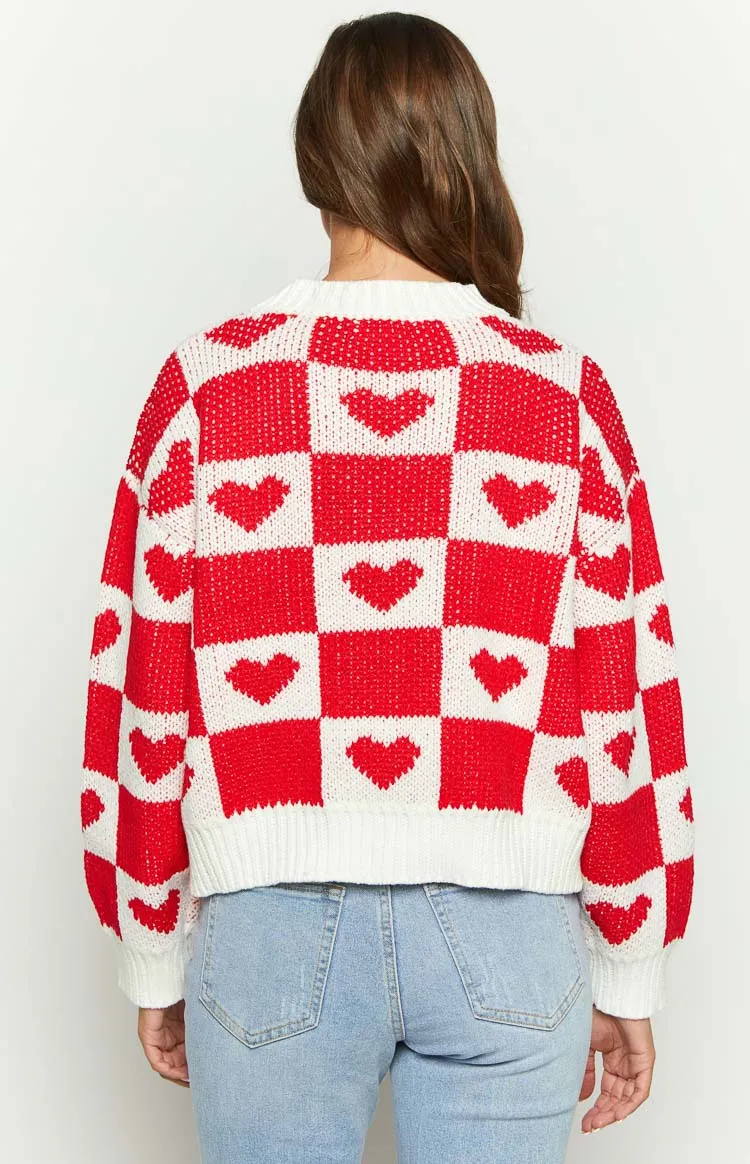 Red Heart Patchwork Jumper