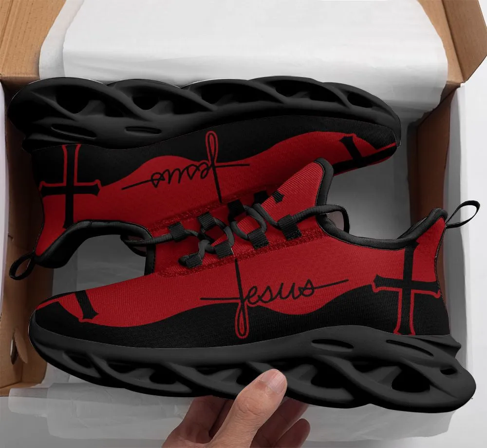 Red Jesus Running Sneakers 1 Max Soul Shoes - Christian Shoes For Men And Women