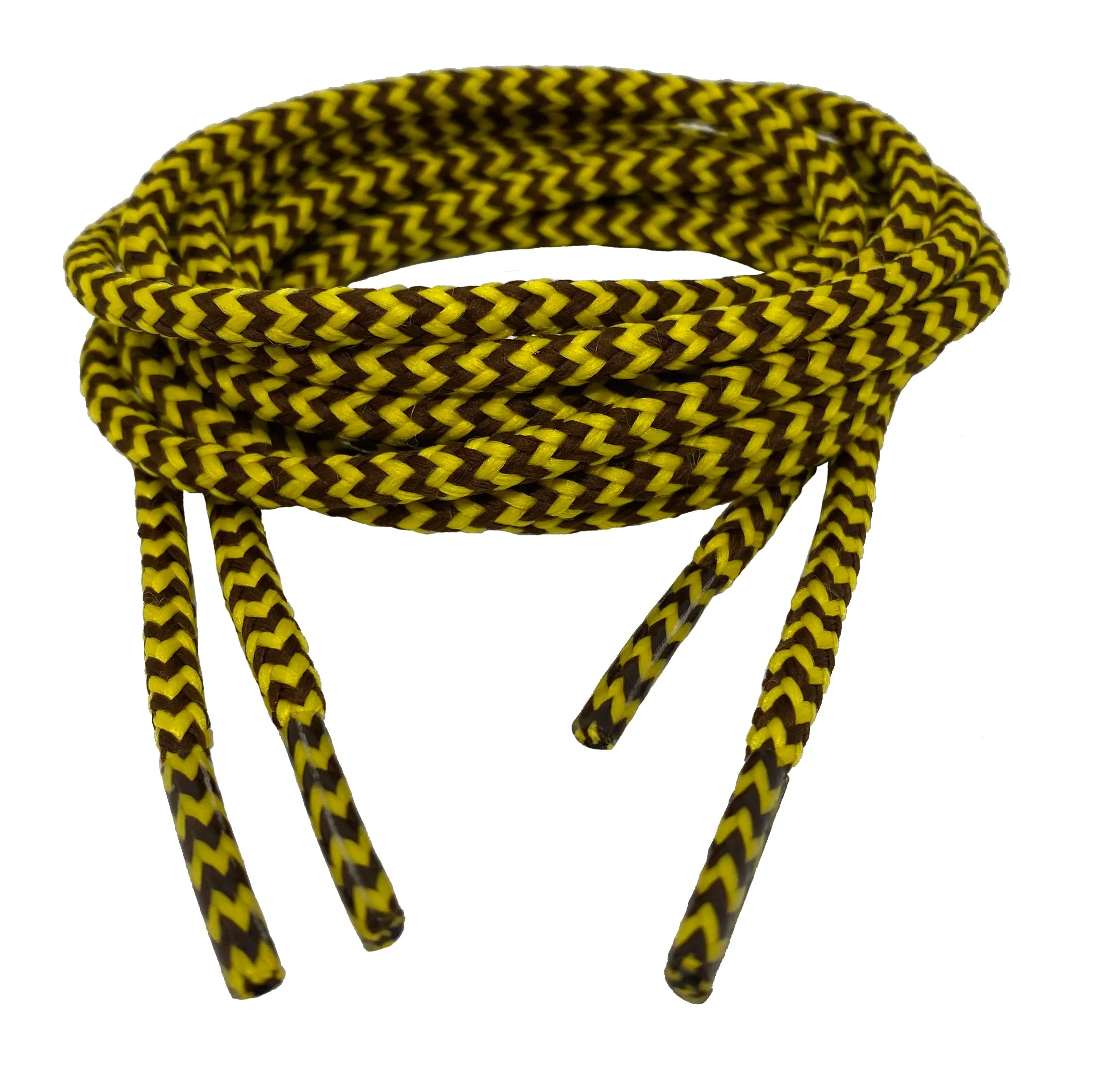 Round Yellow and Chocolate Brown Bootlaces - 4mm wide