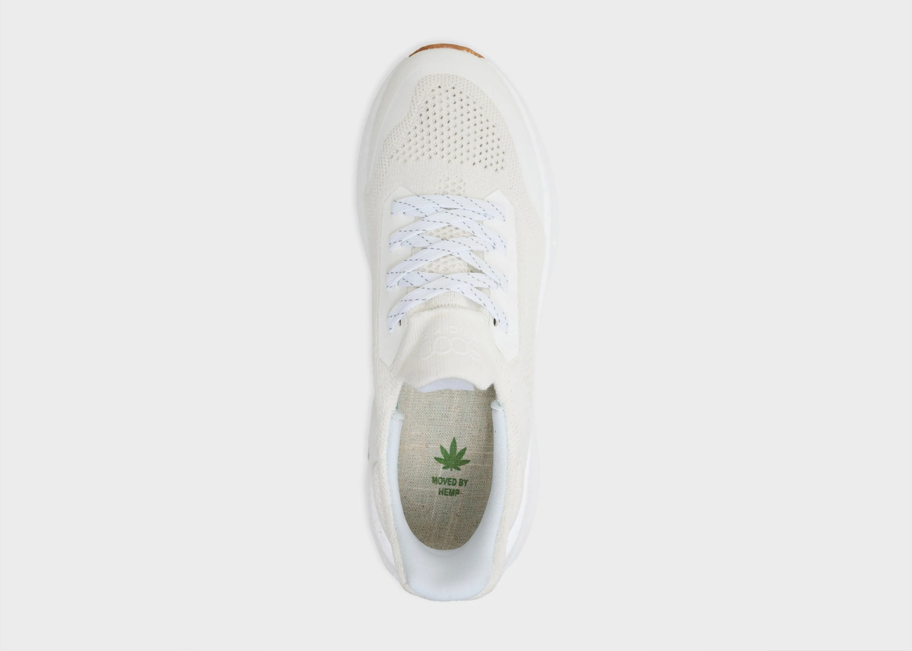 Runners Men's Hemp Leather Trainers | Pearl White