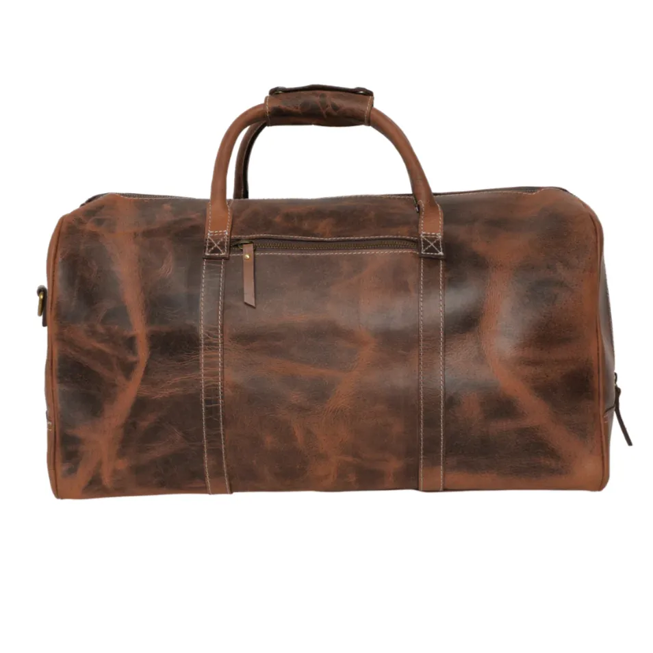 RusticTown Sasha Carry On Leather Duffle Bag (Mulberry)