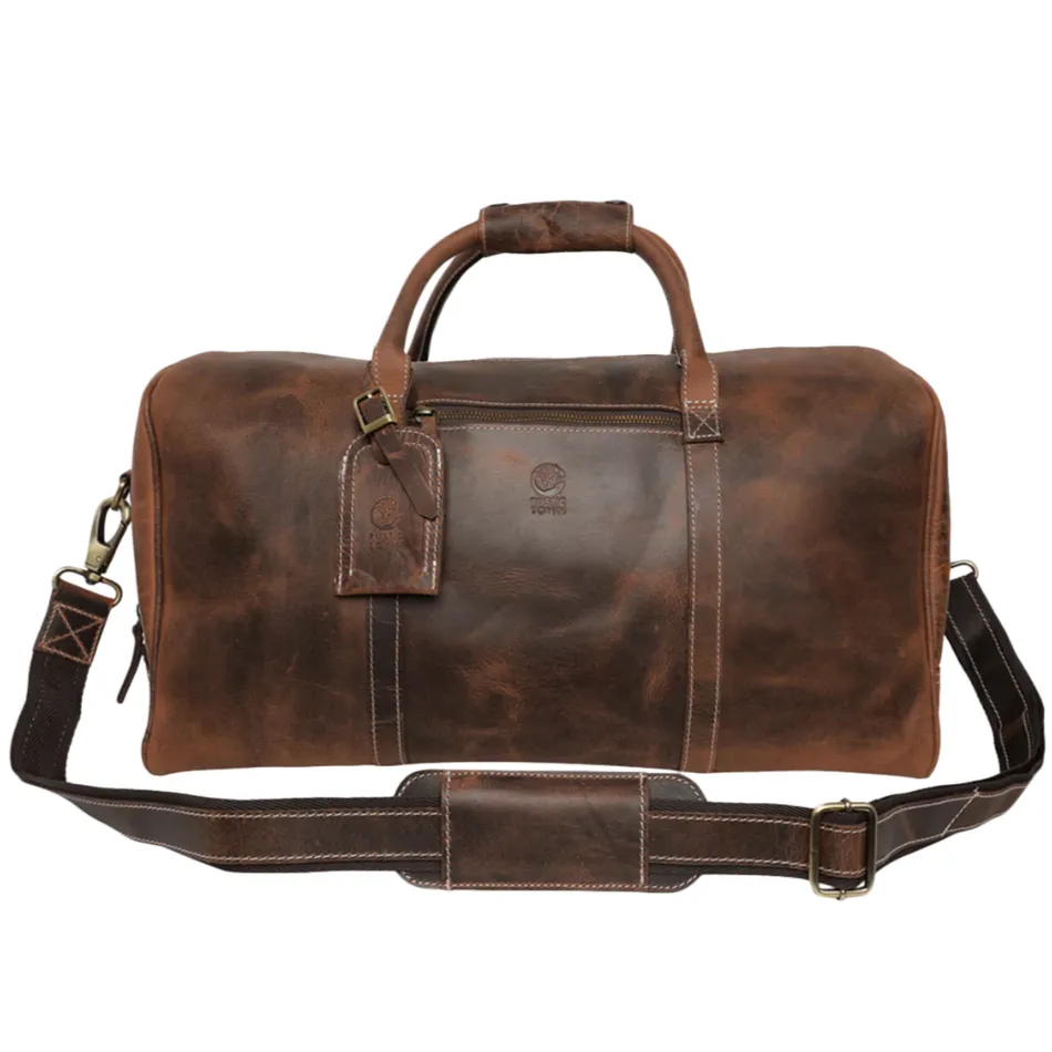 RusticTown Sasha Carry On Leather Duffle Bag (Mulberry)